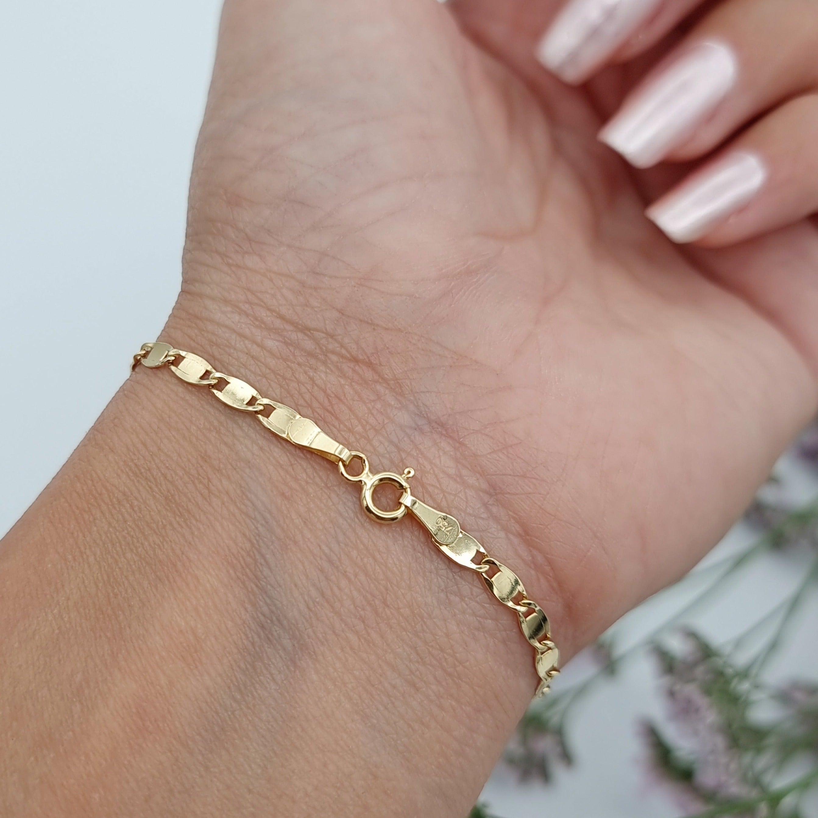 18K Pure Gold Linked Thin Bracelet