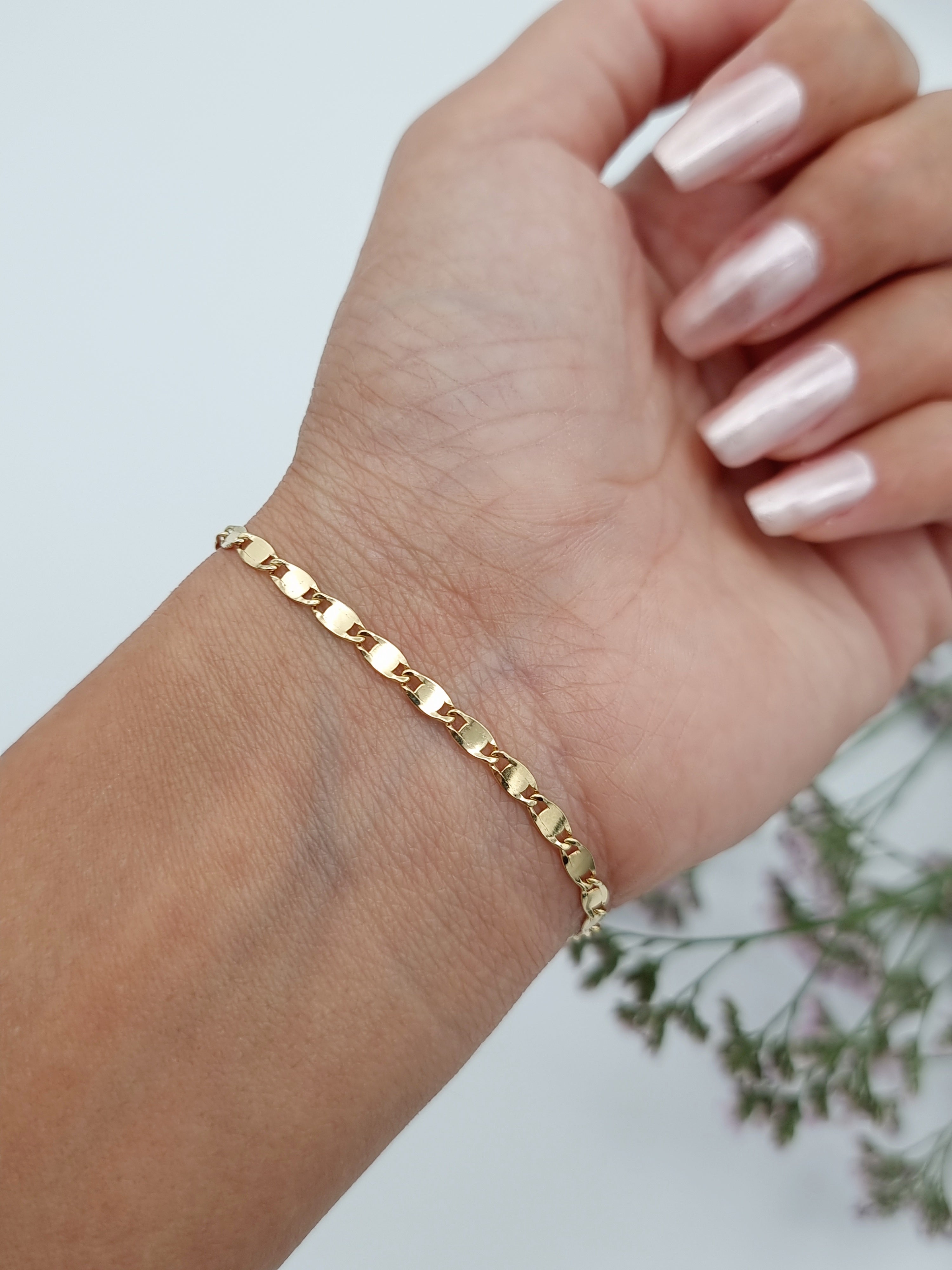 18K Pure Gold Linked Thin Bracelet