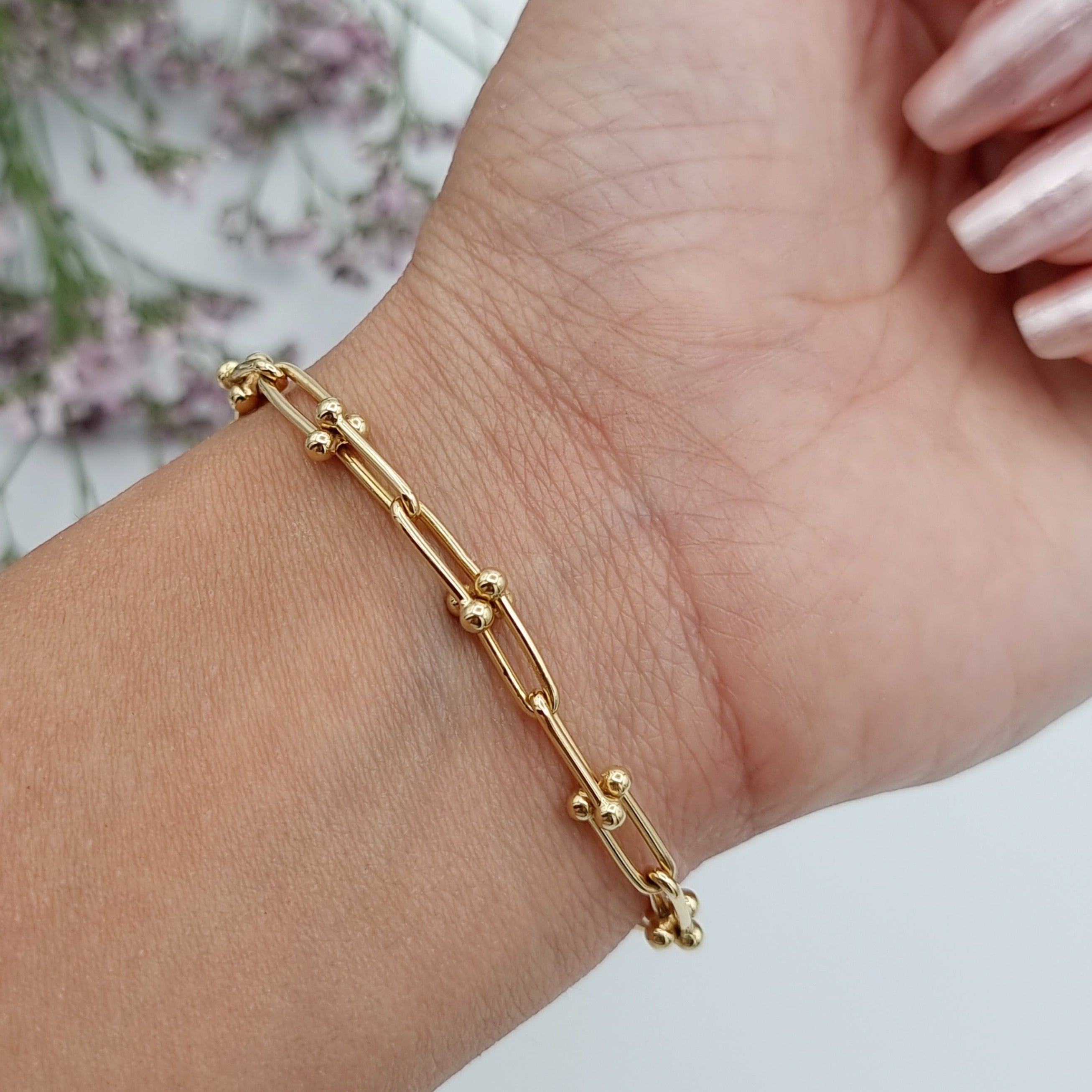 18K Pure Gold U-Link Bracelet