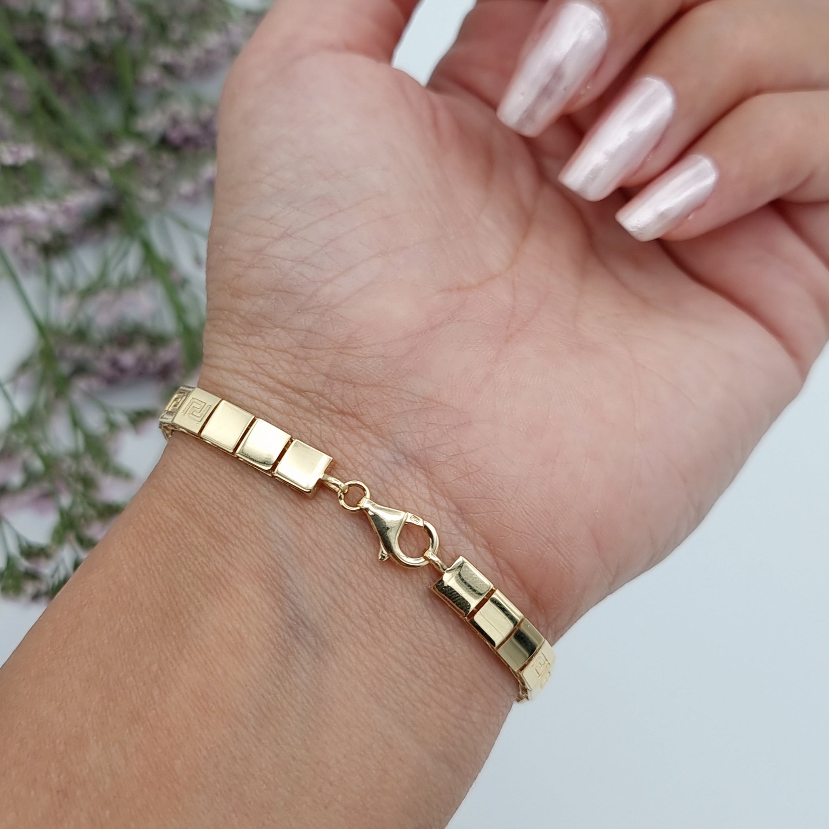 18K Pure Gold Square Belt Bracelet