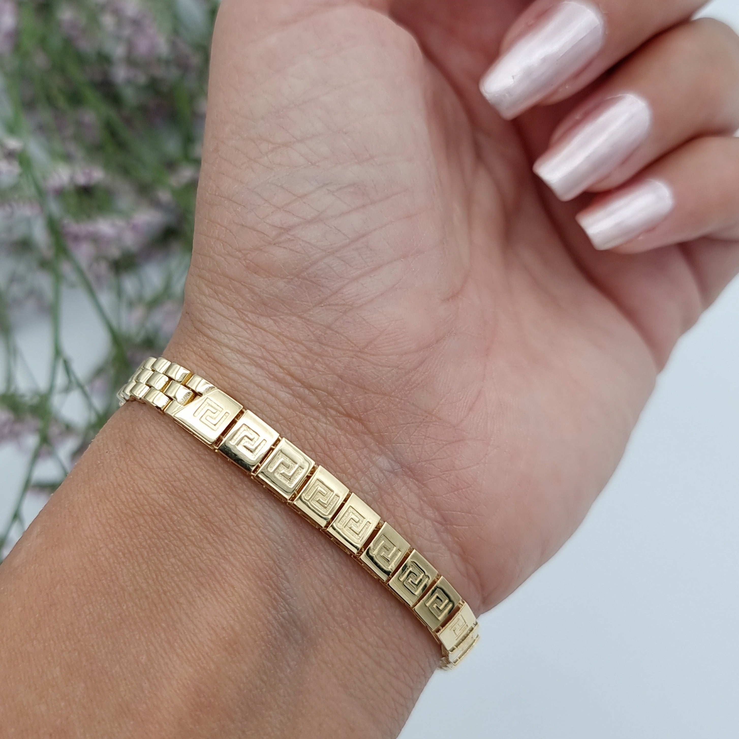 18K Pure Gold Square Belt Bracelet