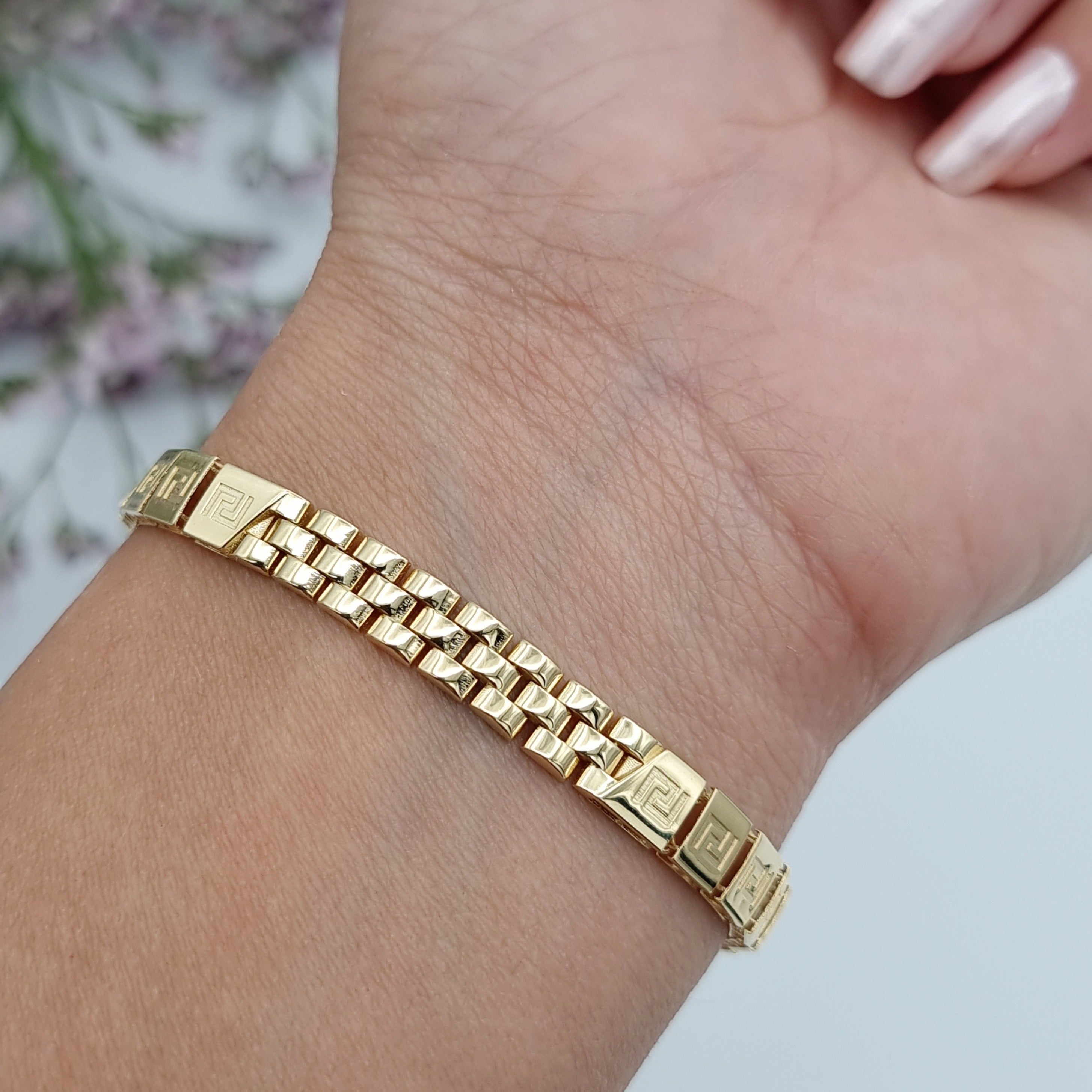 18K Pure Gold Square Belt Bracelet