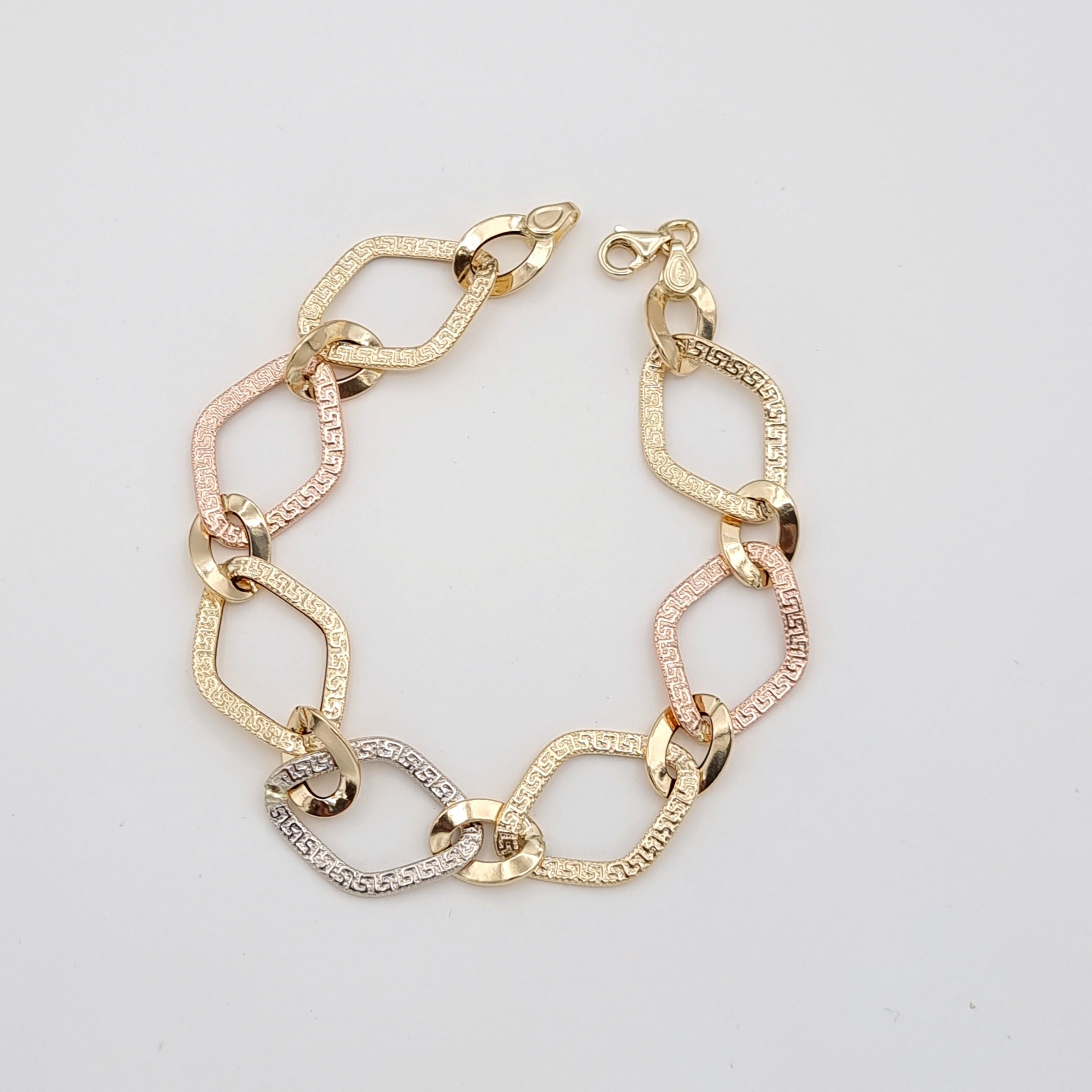 18K Pure Gold Big Oval Linked Bracelet