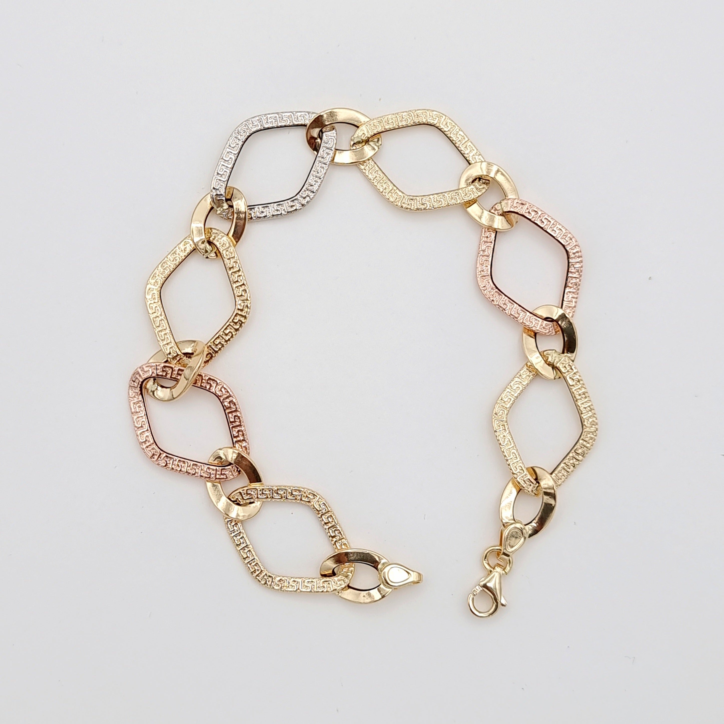 18K Pure Gold Big Oval Linked Bracelet