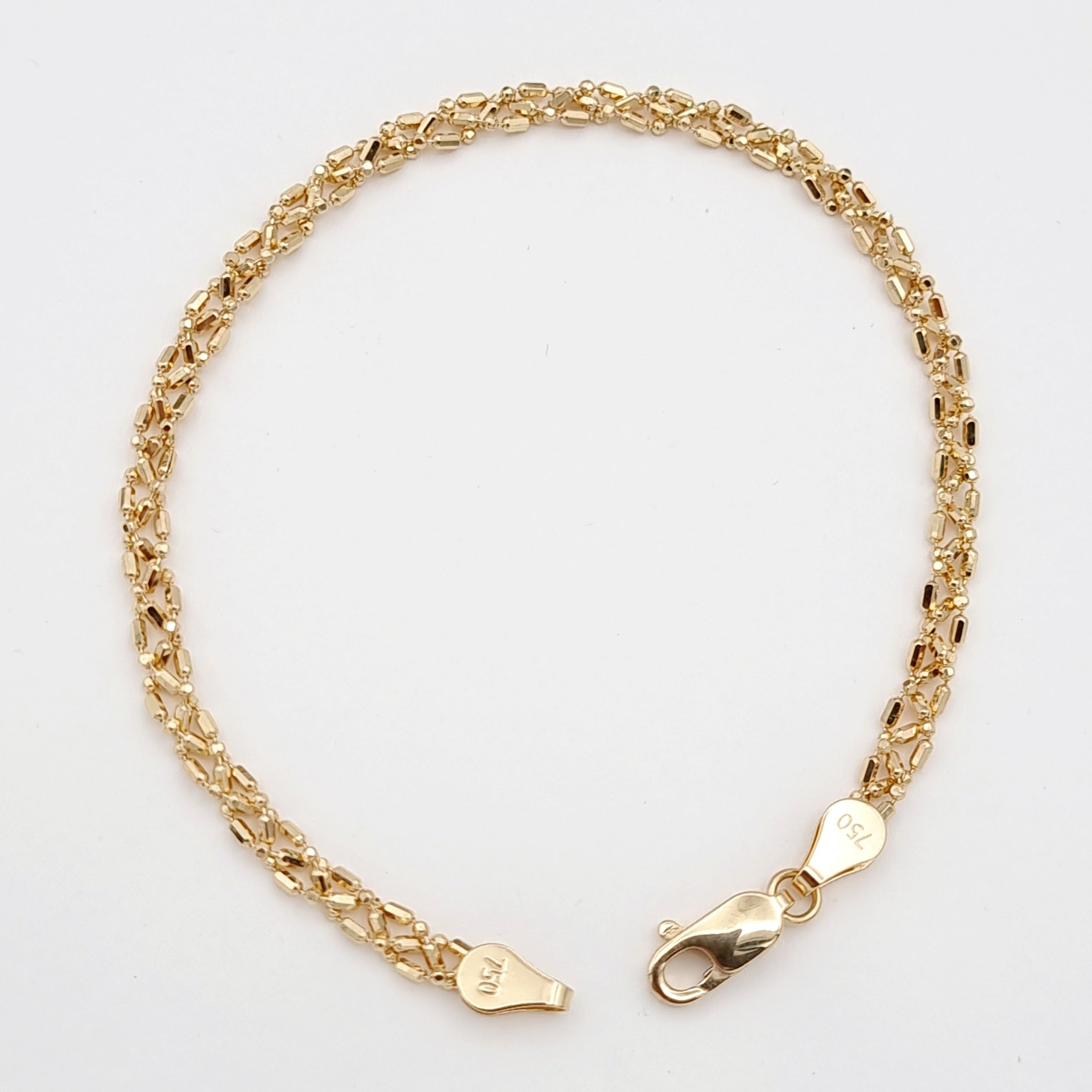 Small Gold Pure 18K Pure Gold Small Cylinder Seed Bracelet