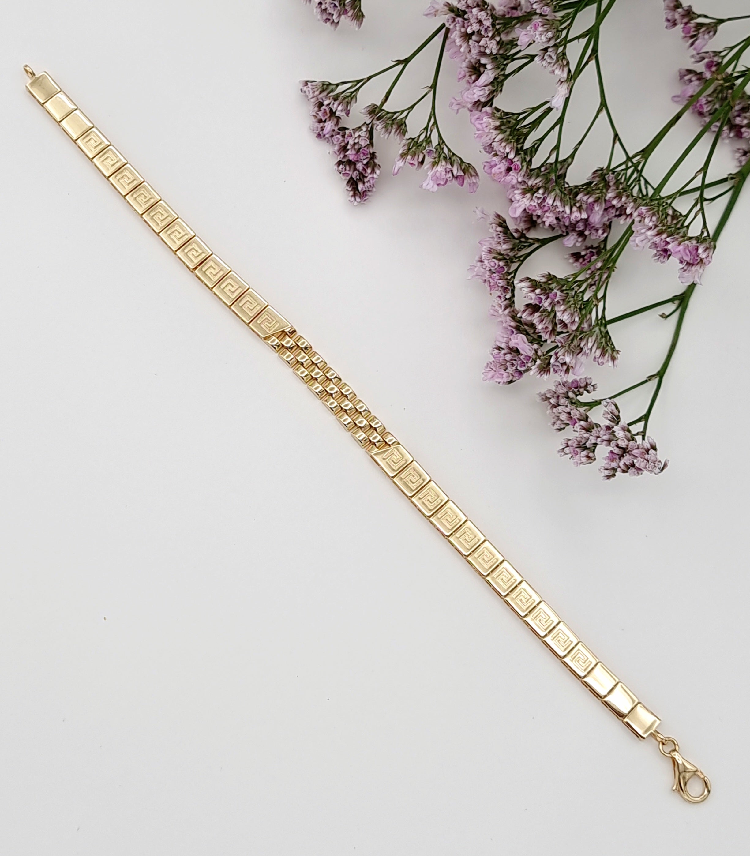 18K Pure Gold Square Belt Bracelet