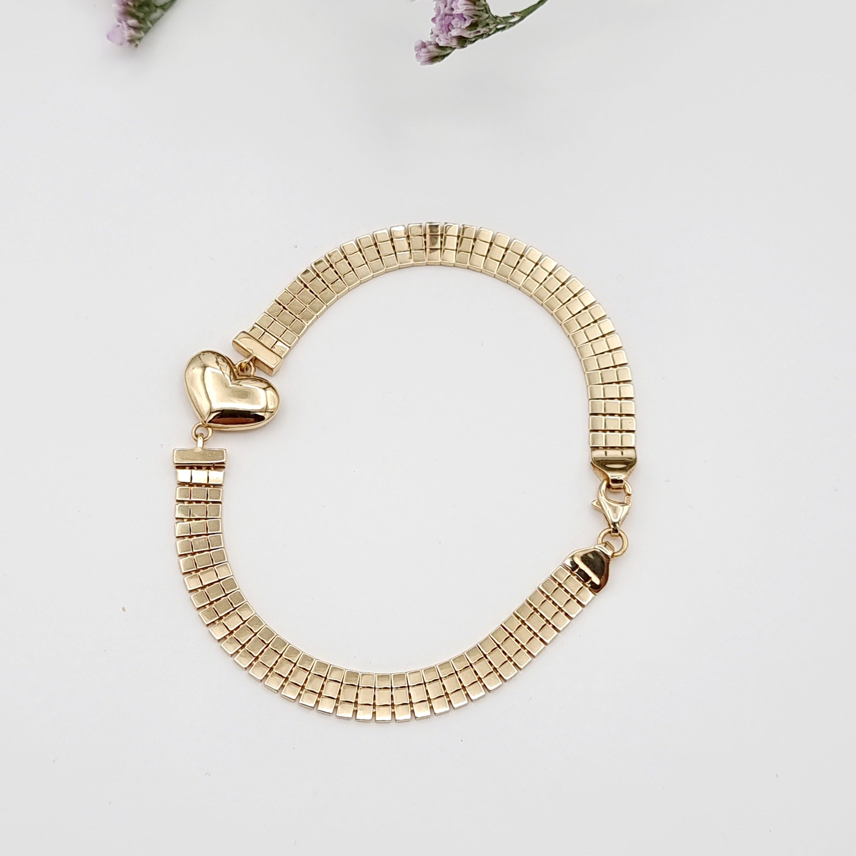 18K Pure Gold Heart Belt Bracelet