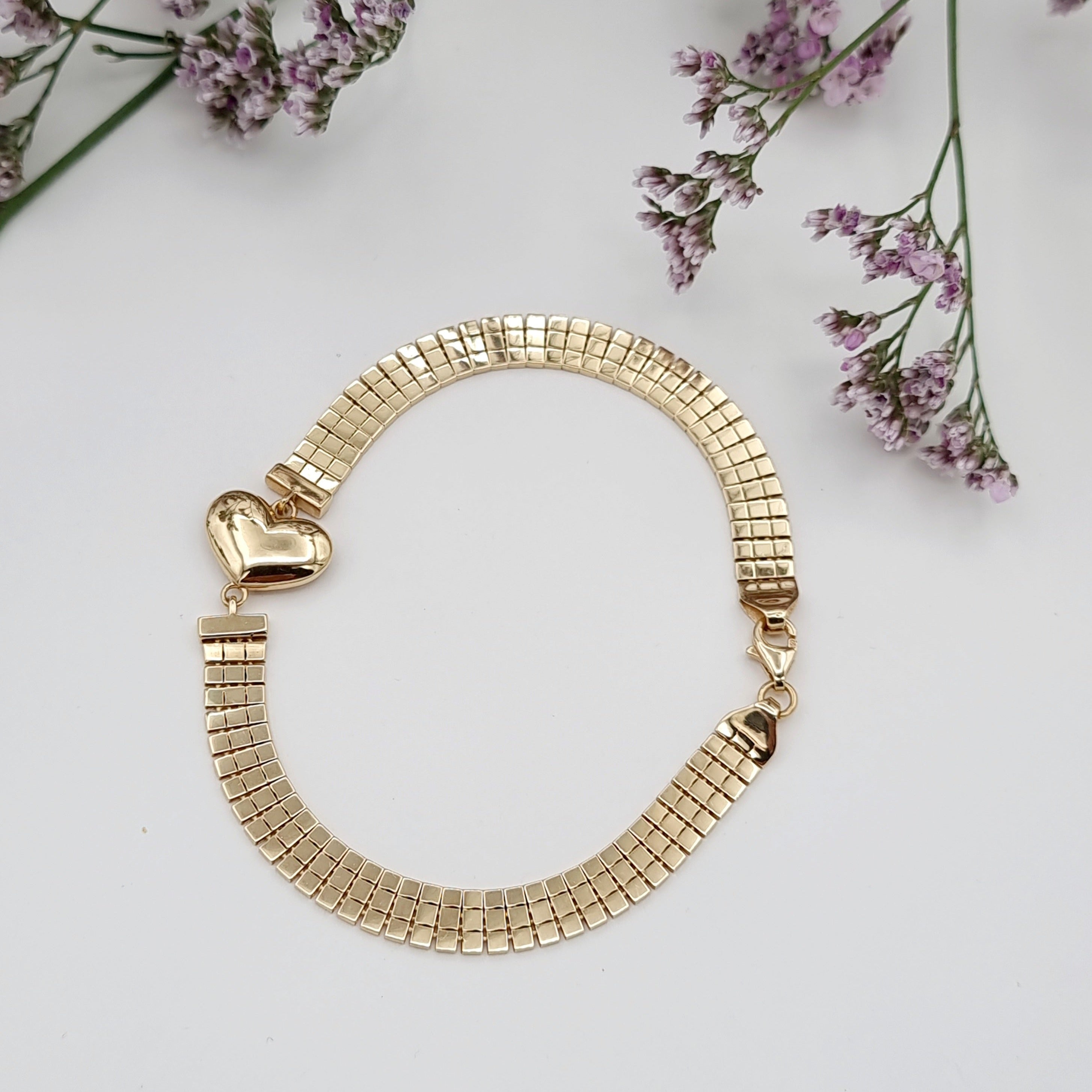 18K Pure Gold Heart Belt Bracelet