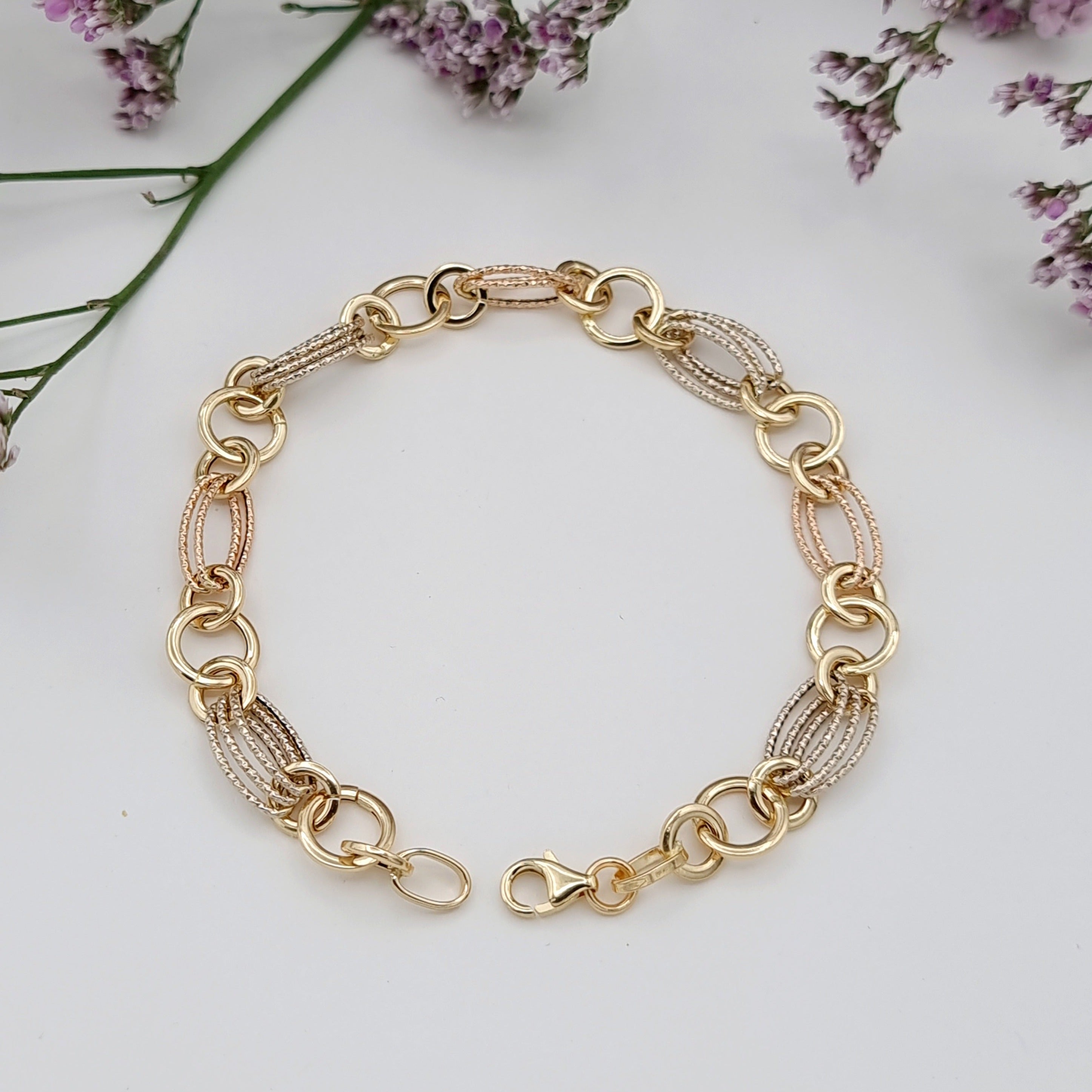 18K Pure Gold Elegant Linked Bracelet