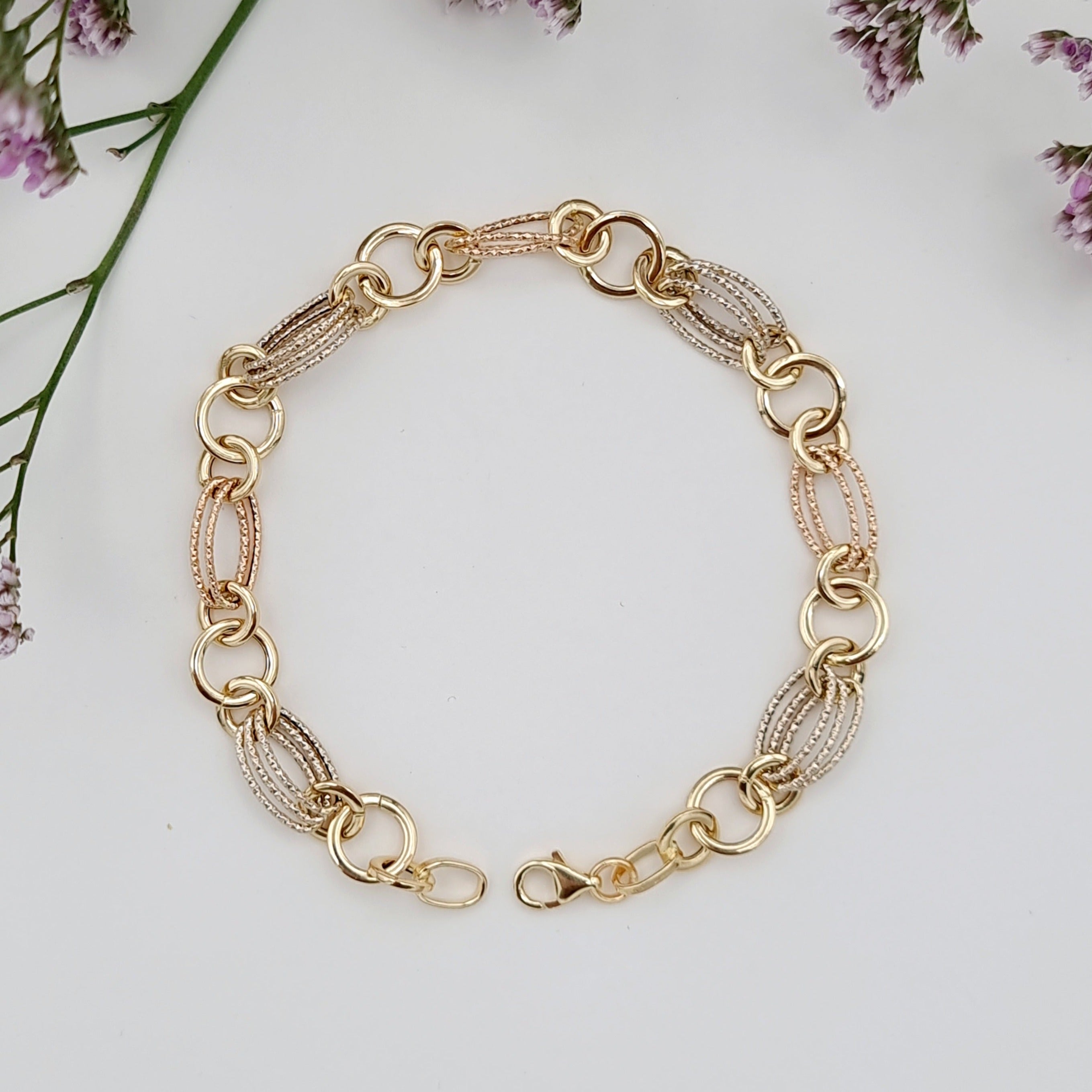 18K Pure Gold Elegant Linked Bracelet