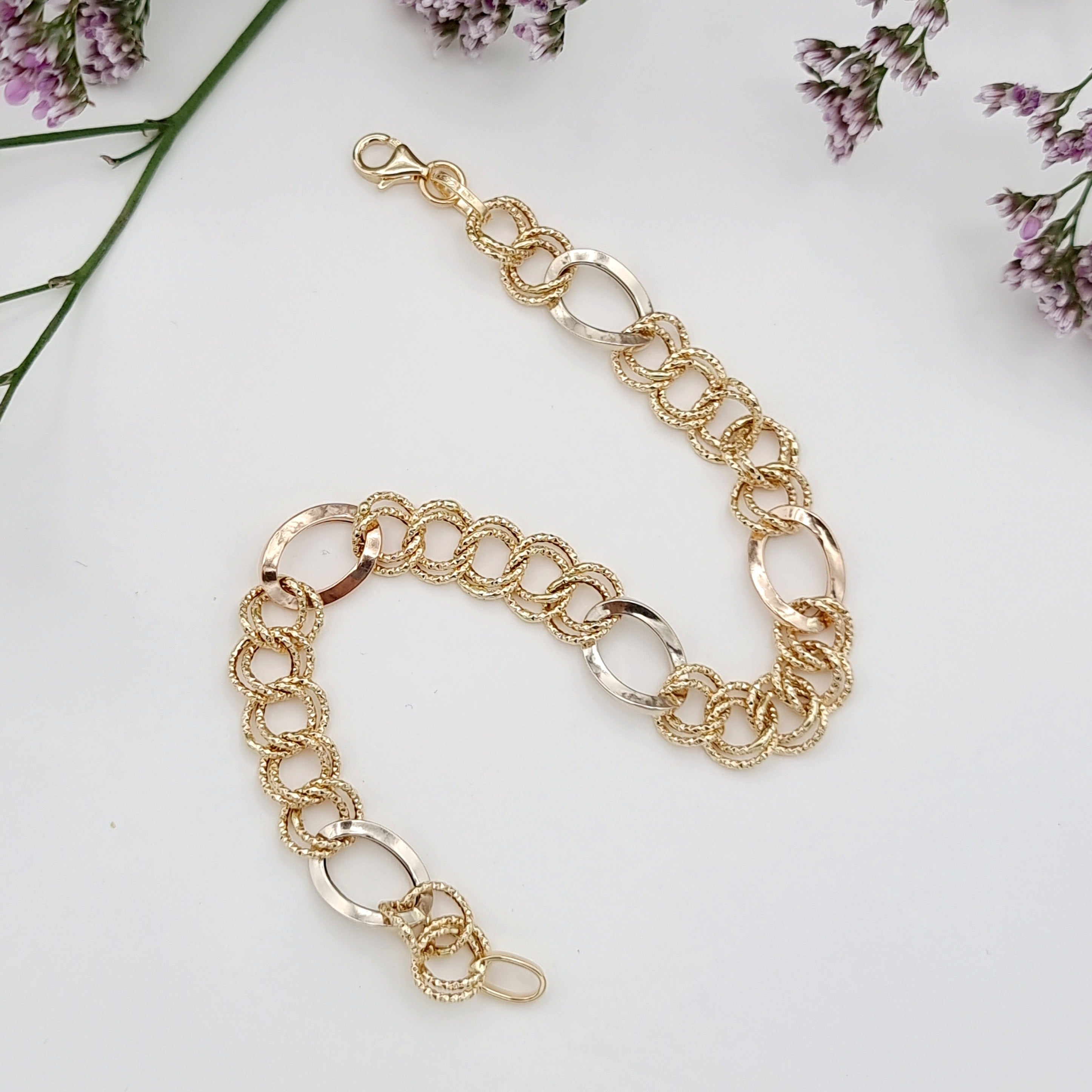 18K Pure Gold Elegant Linked Bracelet