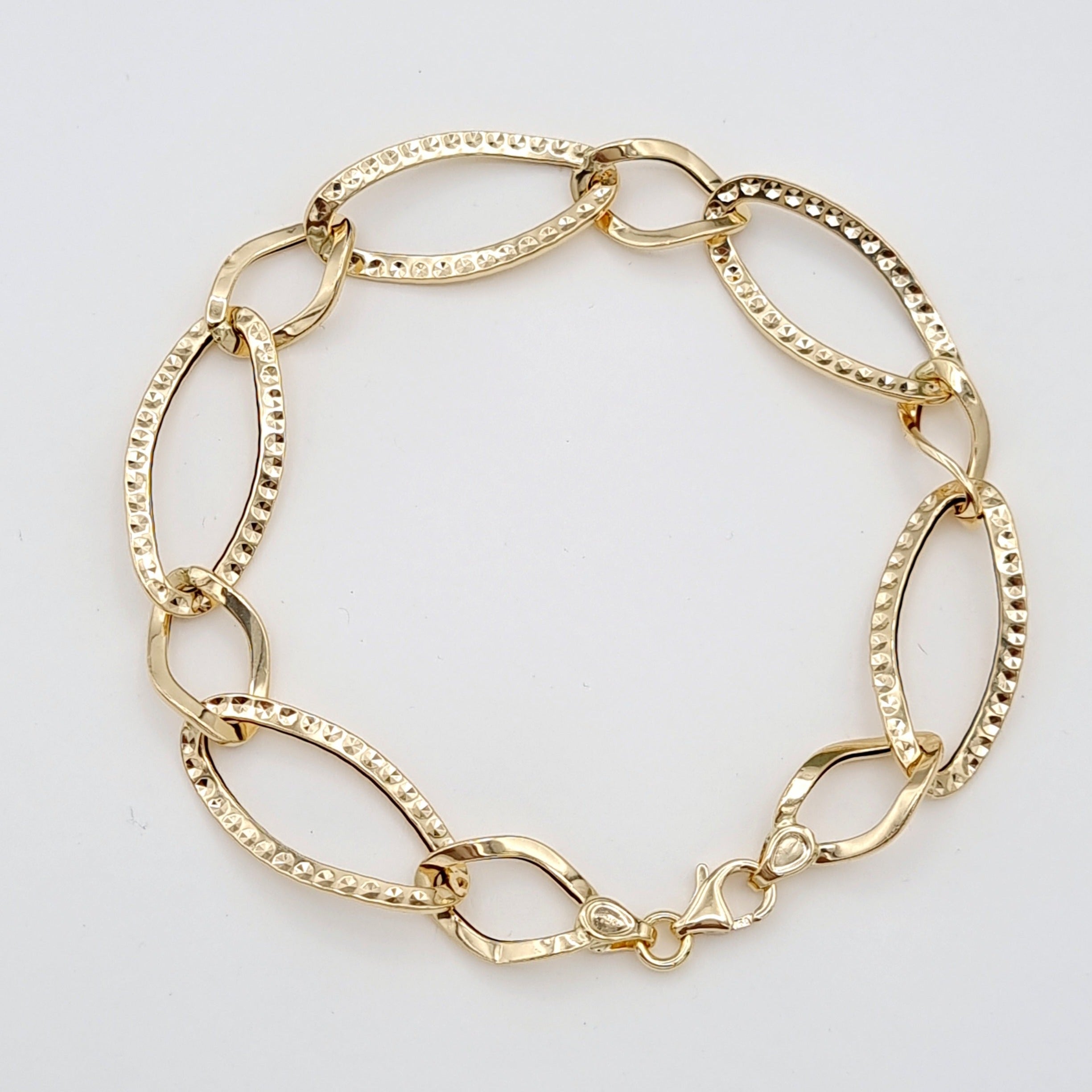 18K Pure Gold Big Oval Linked Bracelet