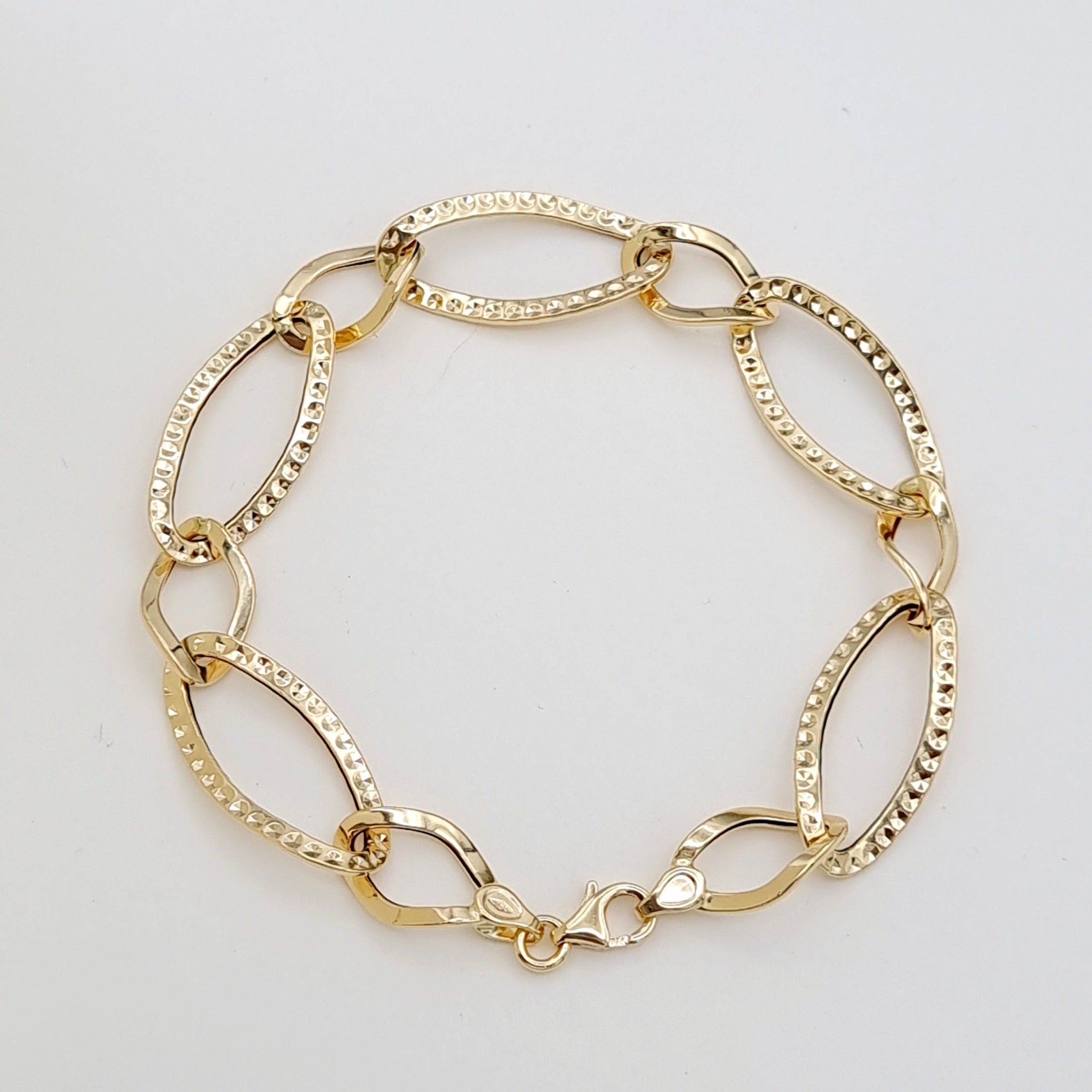 18K Pure Gold Big Oval Linked Bracelet