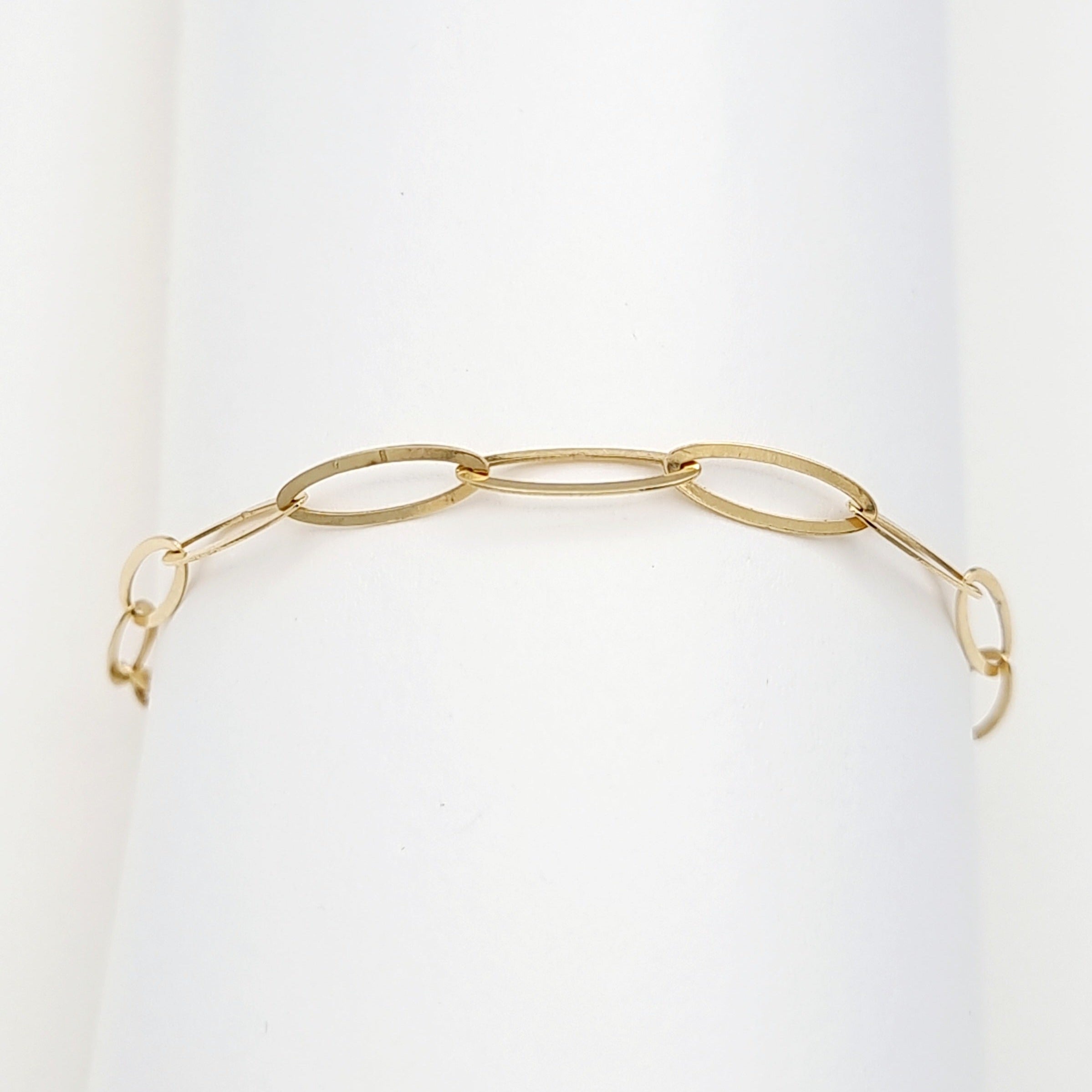 18K Pure Gold Long Oval Linked Bracelet