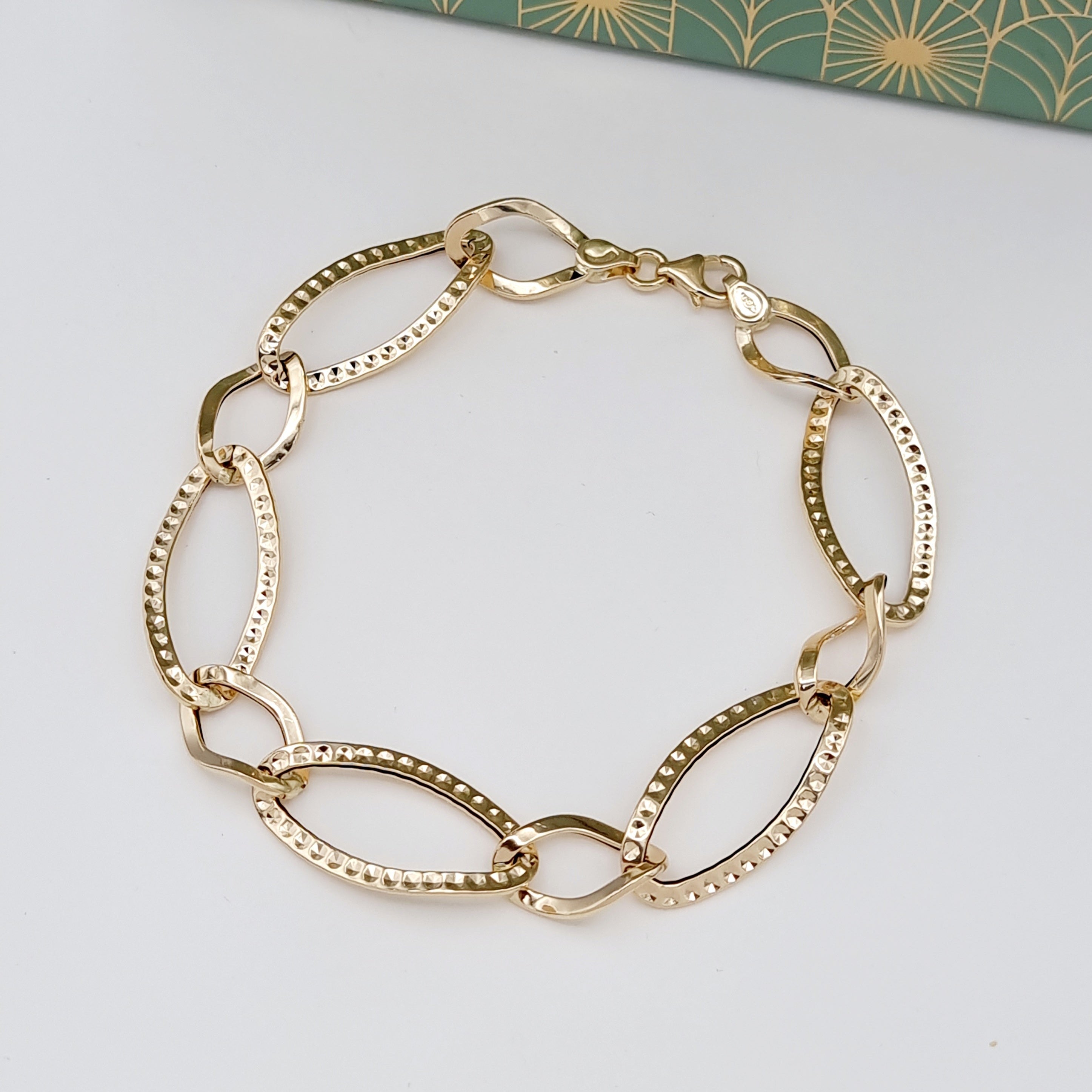 18K Pure Gold Big Oval Linked Bracelet