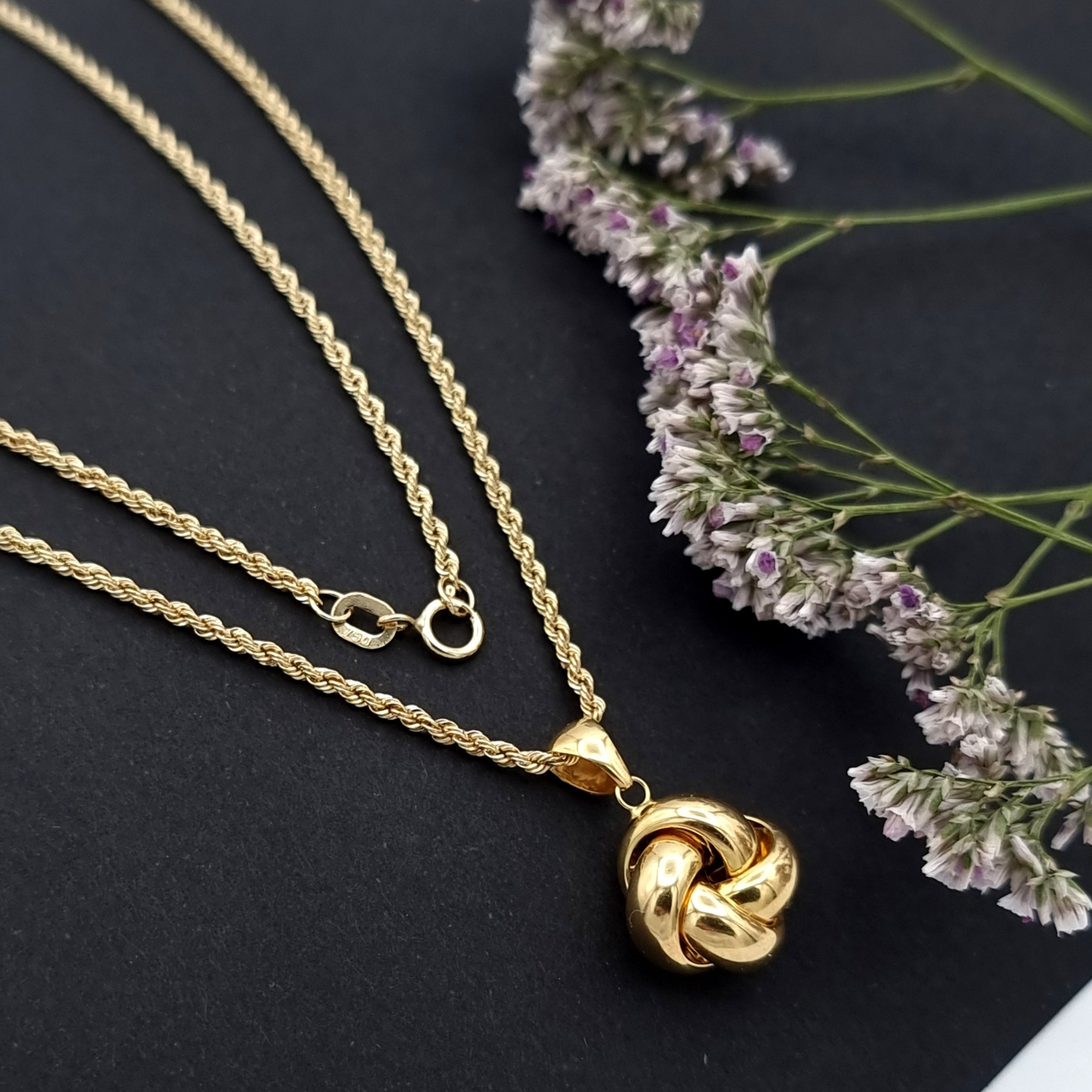 18K Pure Gold Twisted Flower Necklace Tala Gold Collection