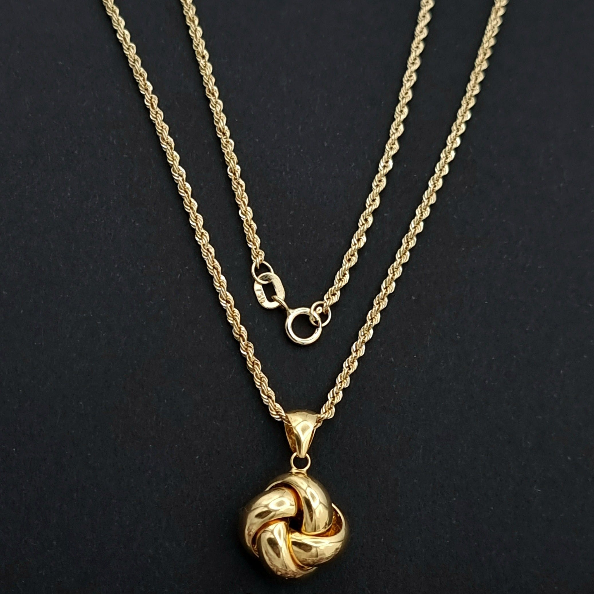 18K Pure Gold Twisted Flower Necklace