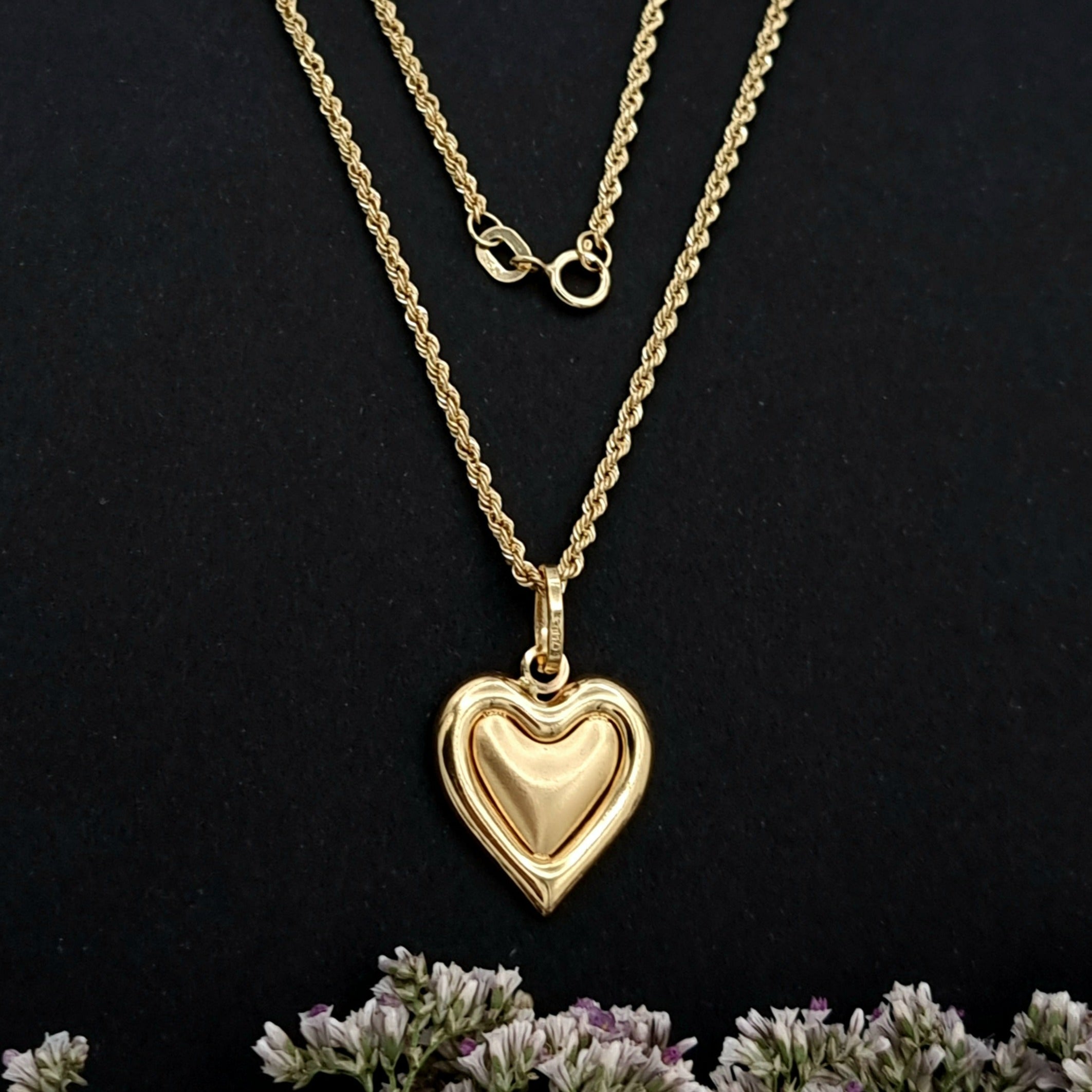 18K Pure Gold Heart Necklace