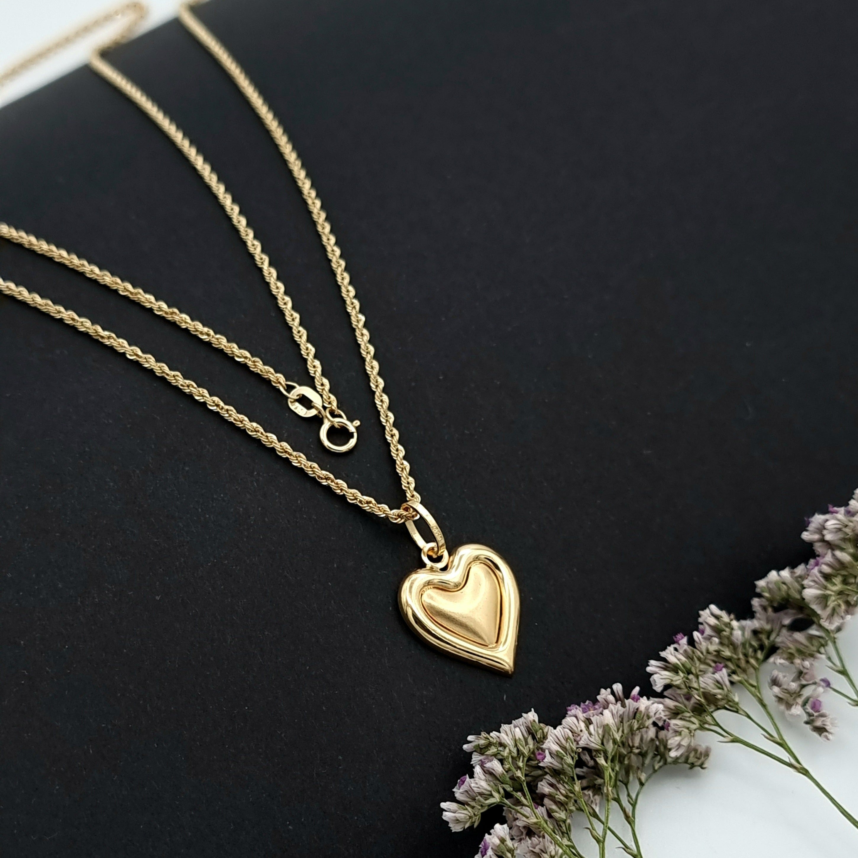 18K Pure Gold Heart Necklace