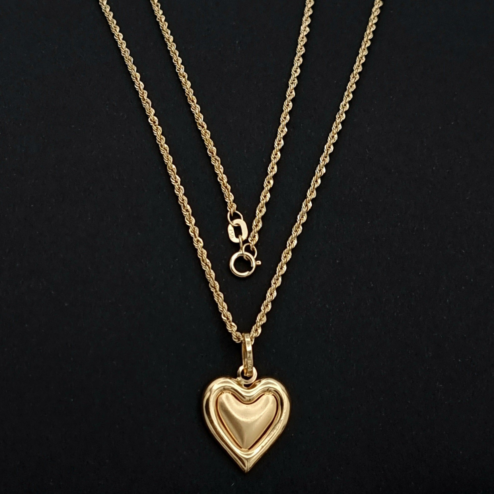 18K Pure Gold Heart Necklace