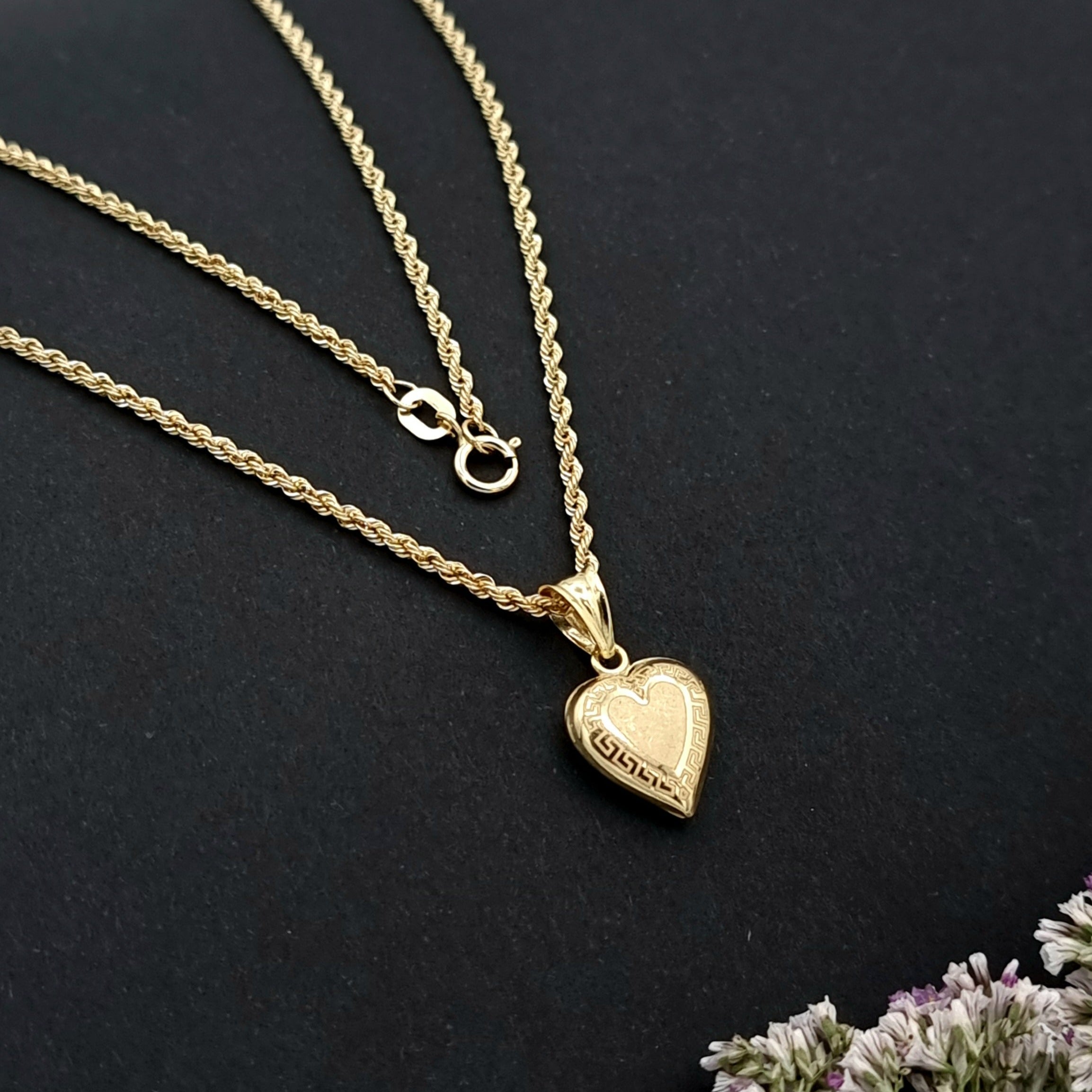 18K Pure Gold Heart Necklace