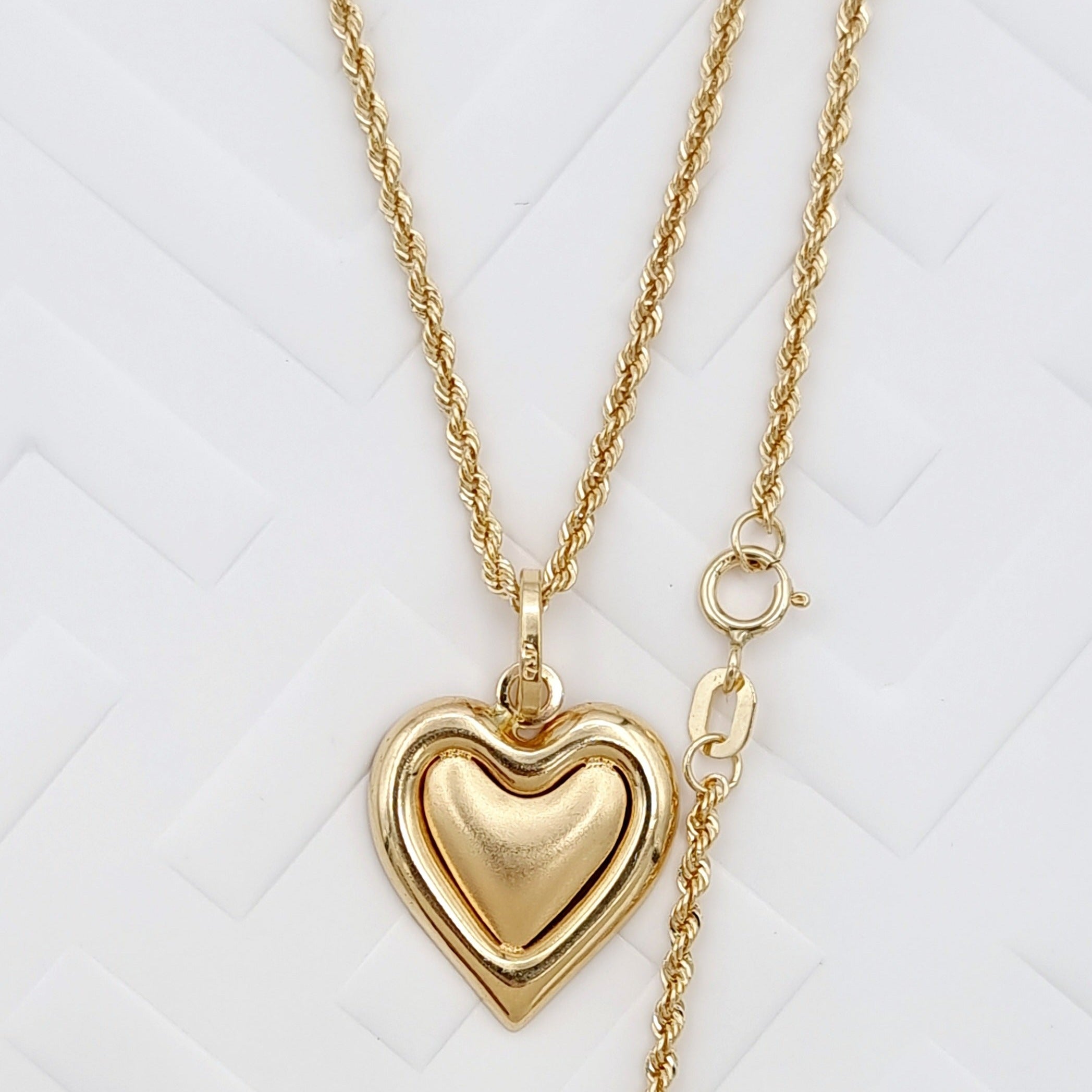 18K Pure Gold Heart Necklace