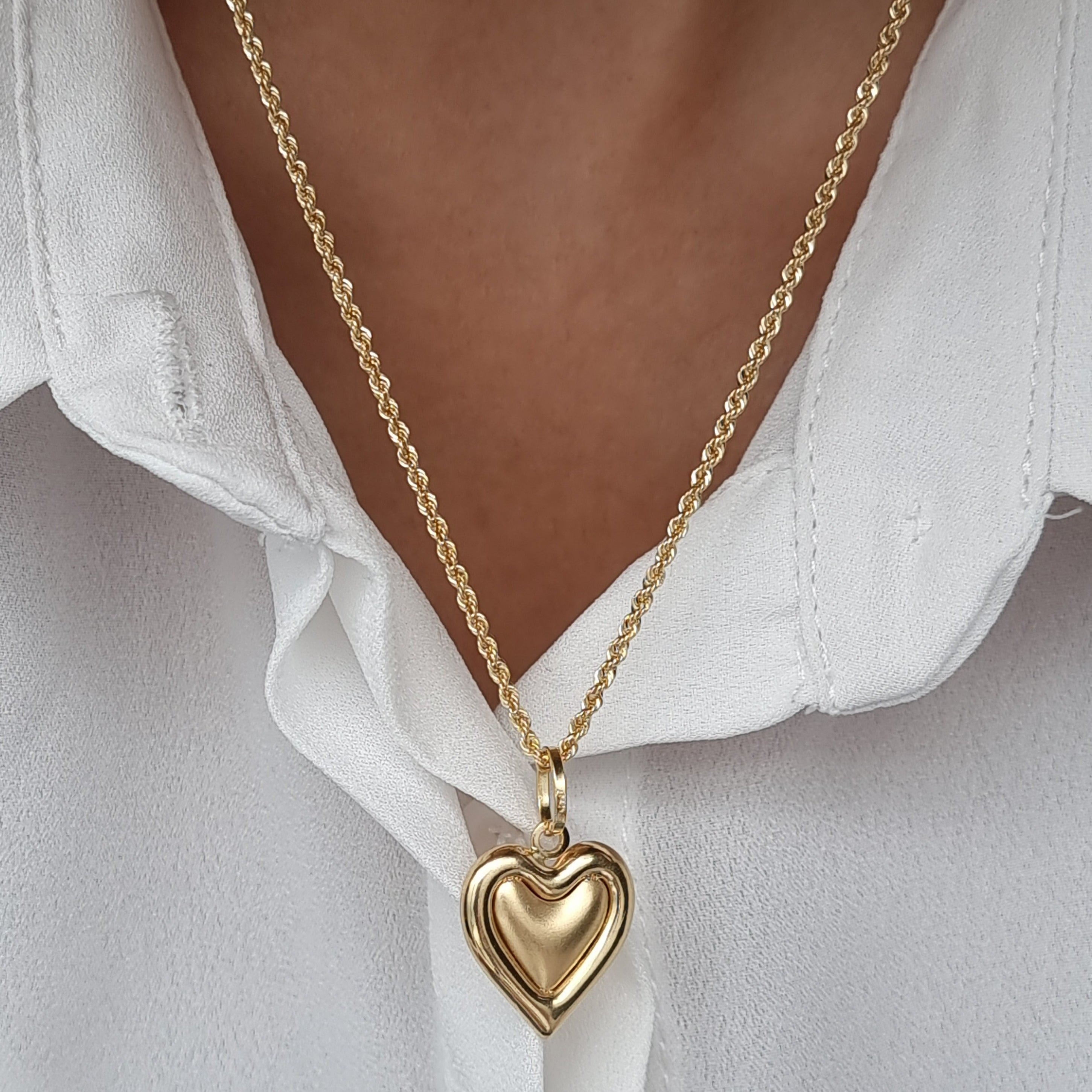 18K Pure Gold Heart Necklace