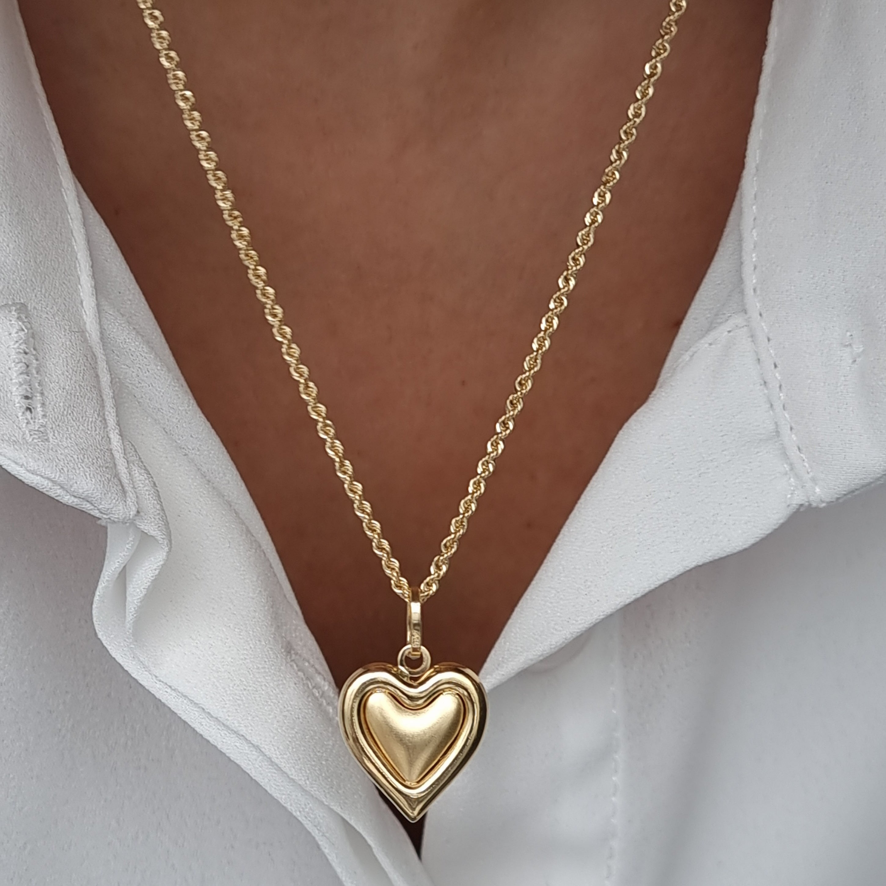 18K Pure Gold Heart Necklace