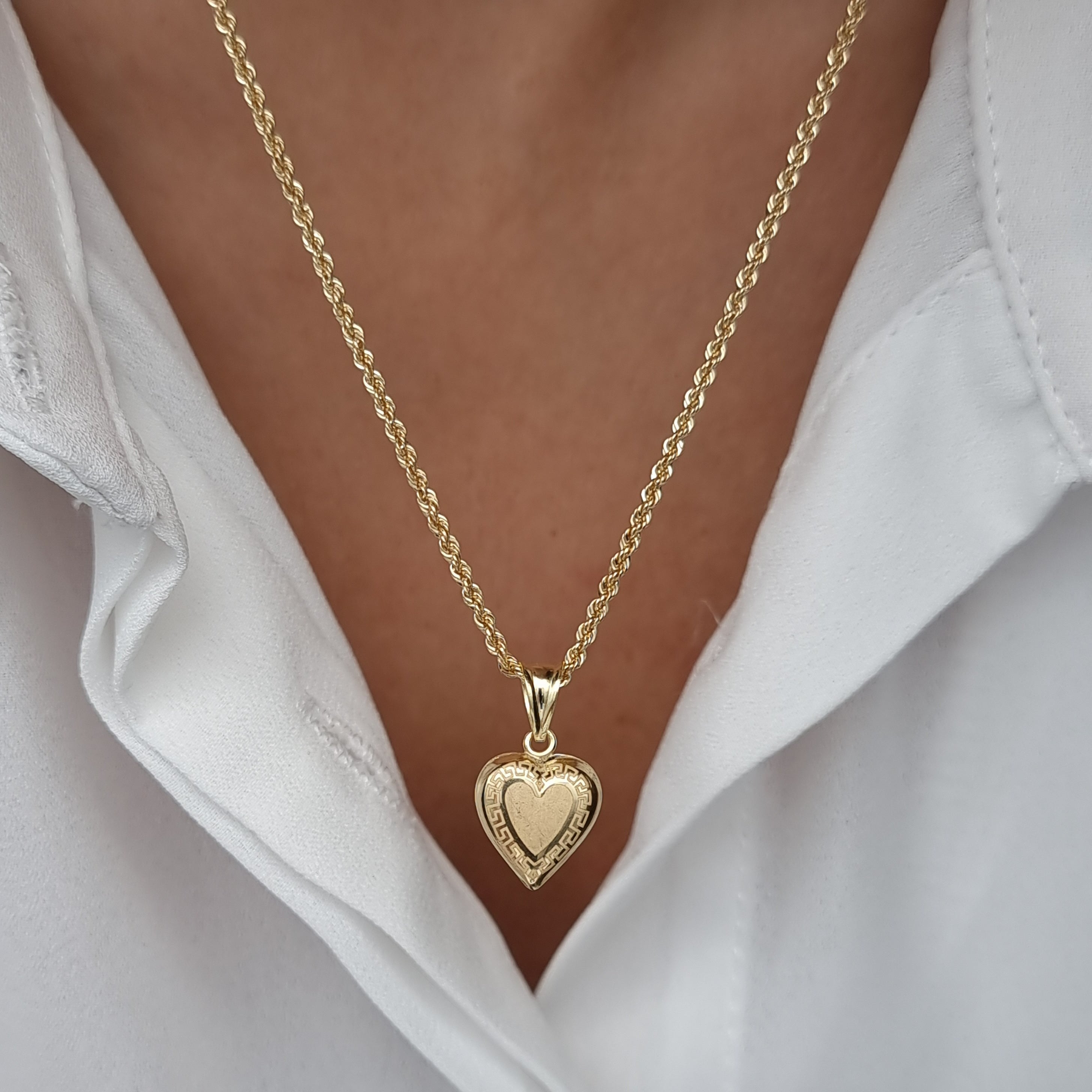 18K Pure Gold Heart Necklace