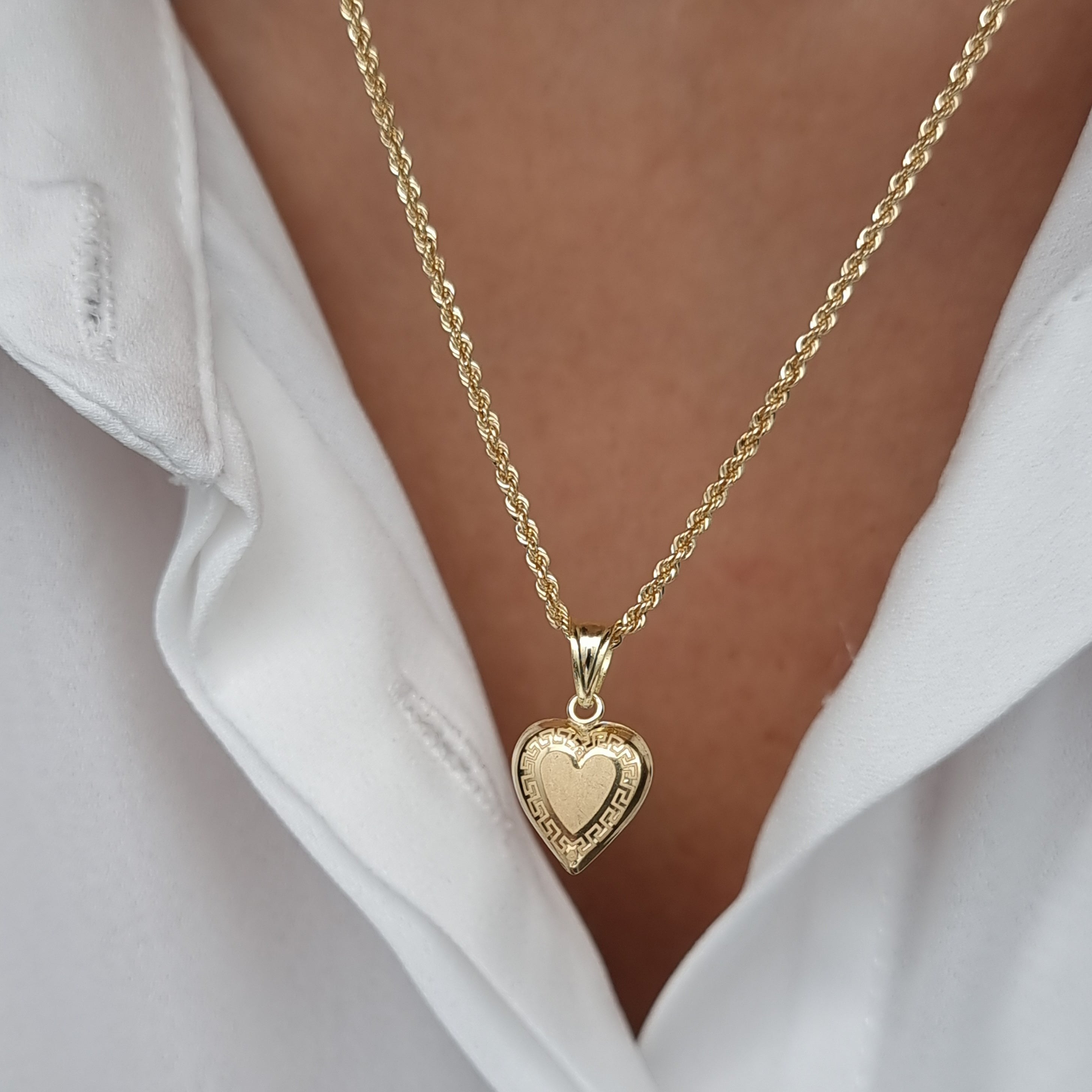 18K Pure Gold Heart Necklace