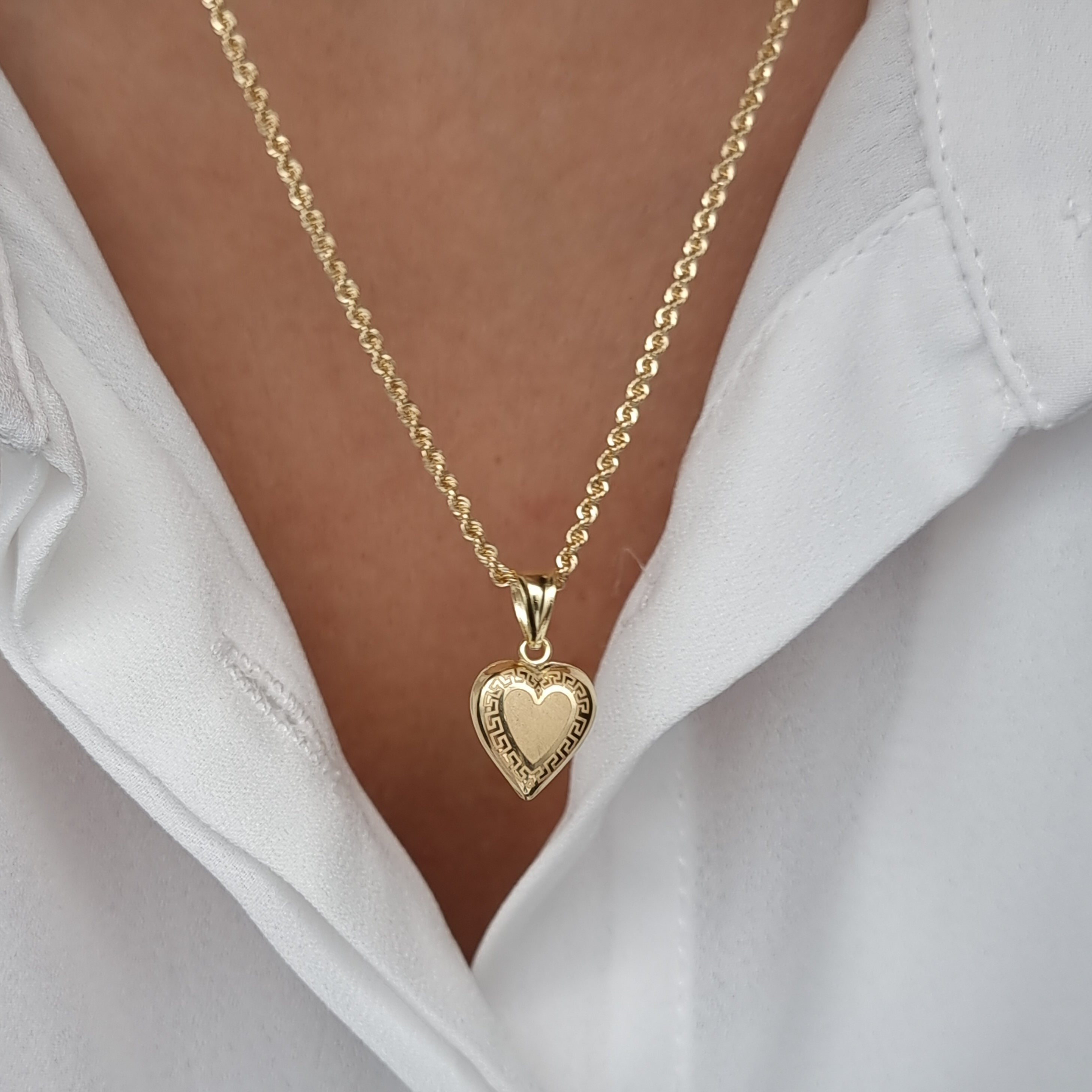 18K Pure Gold Heart Necklace