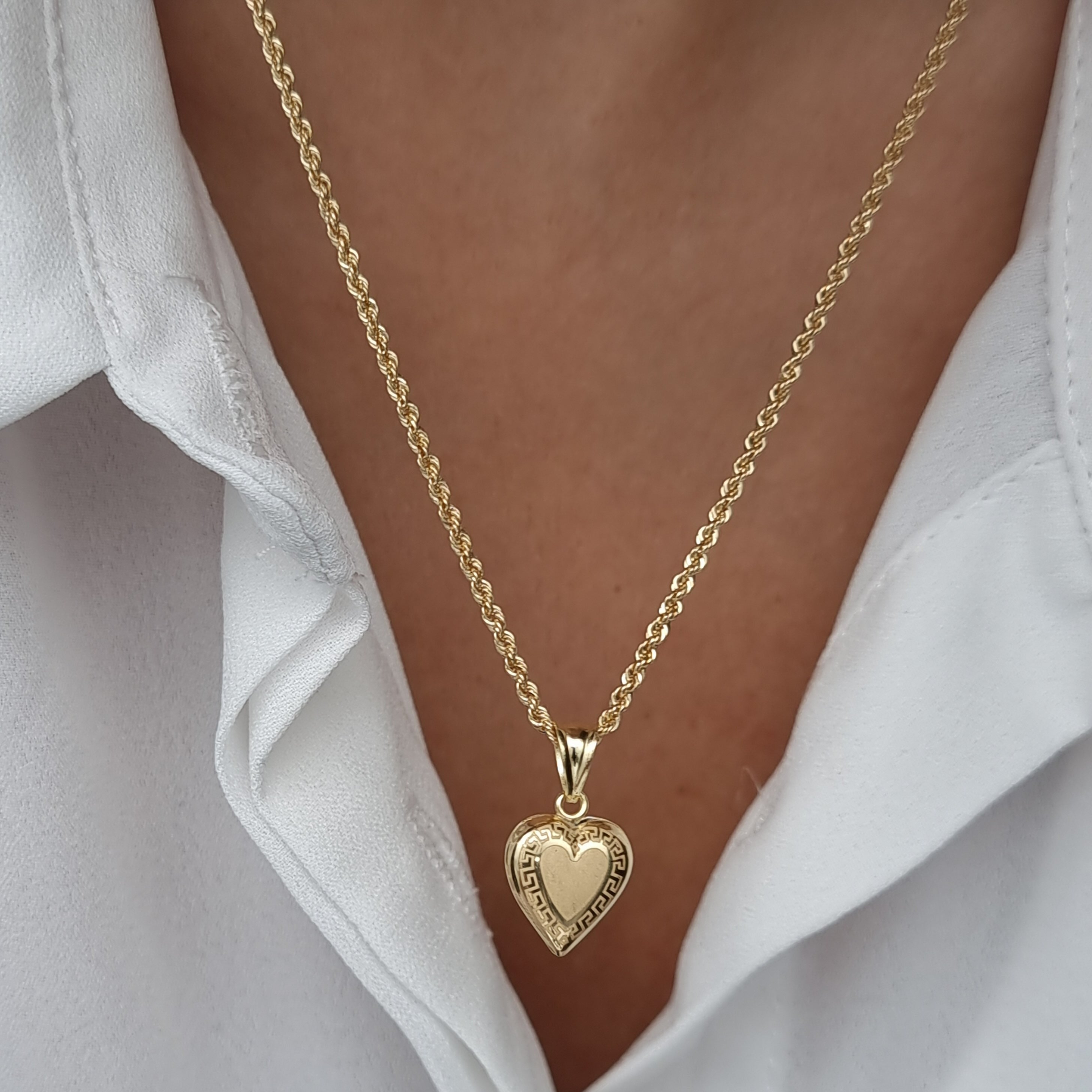 18K Pure Gold Heart Necklace
