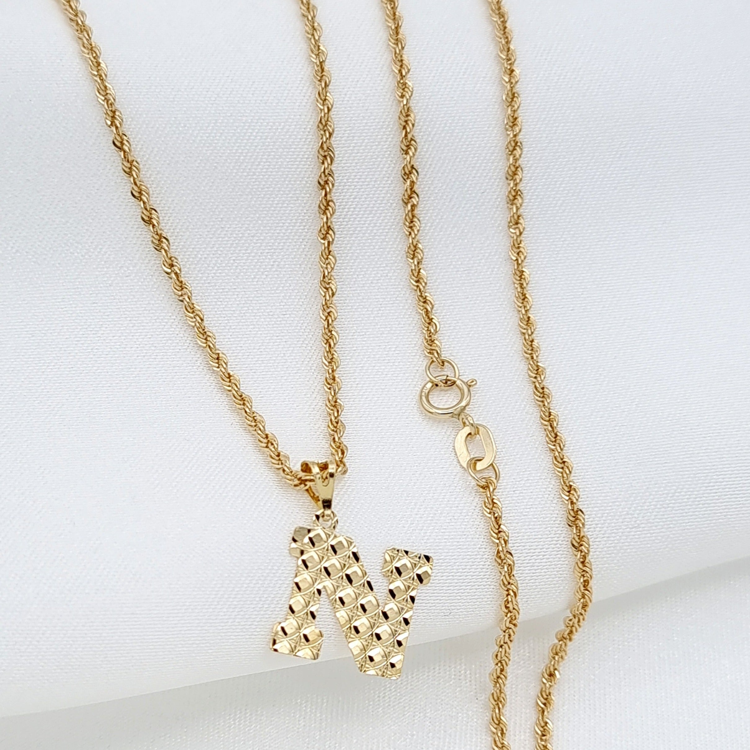 18K Pure Gold Letter N Necklace