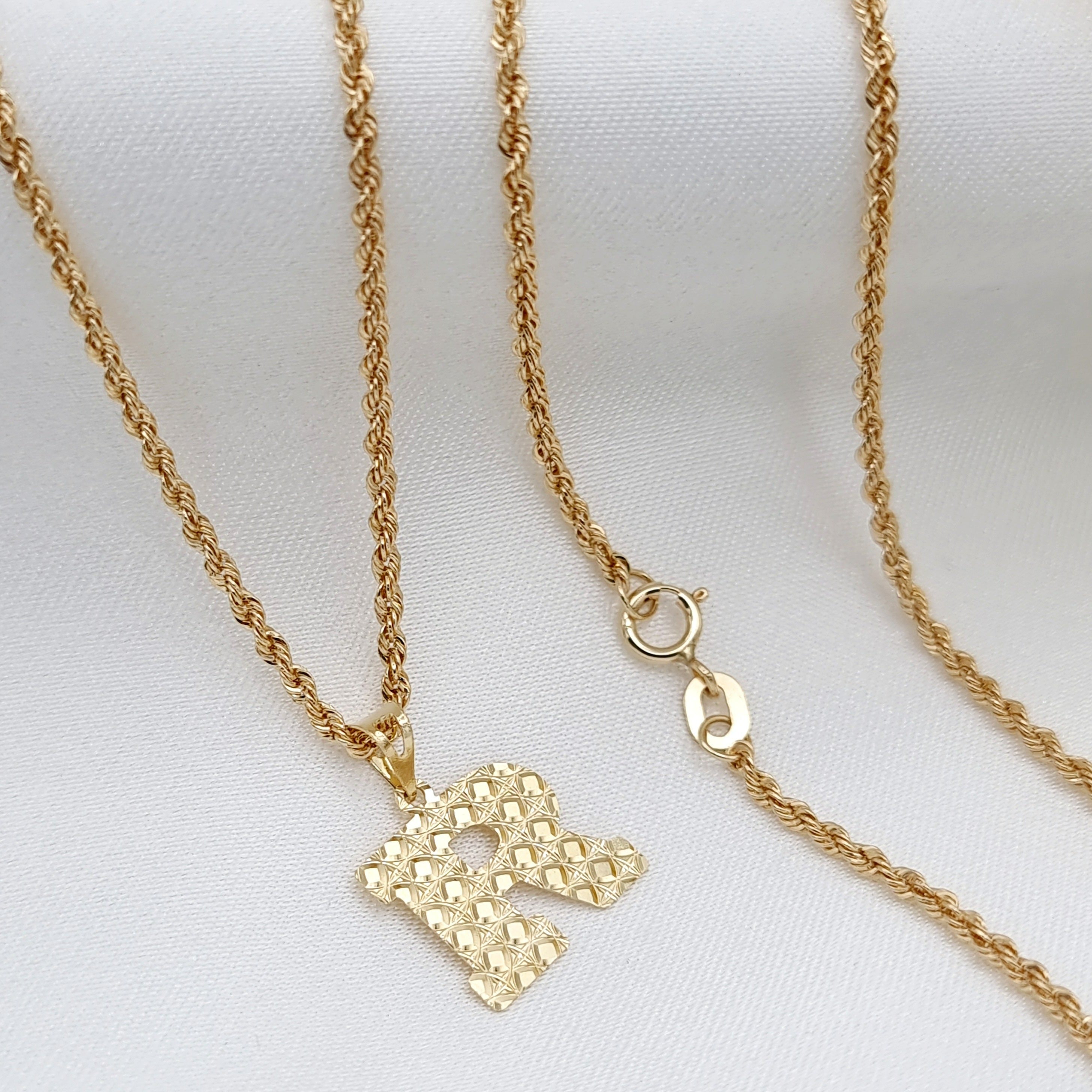 18K Pure Gold Letter R Necklace