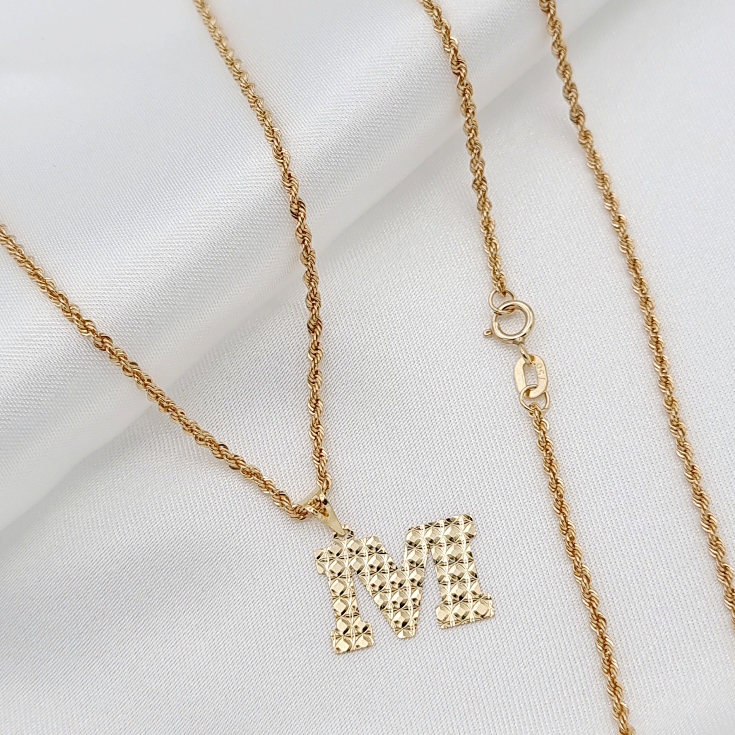 18K Pure Gold Letter M Necklace