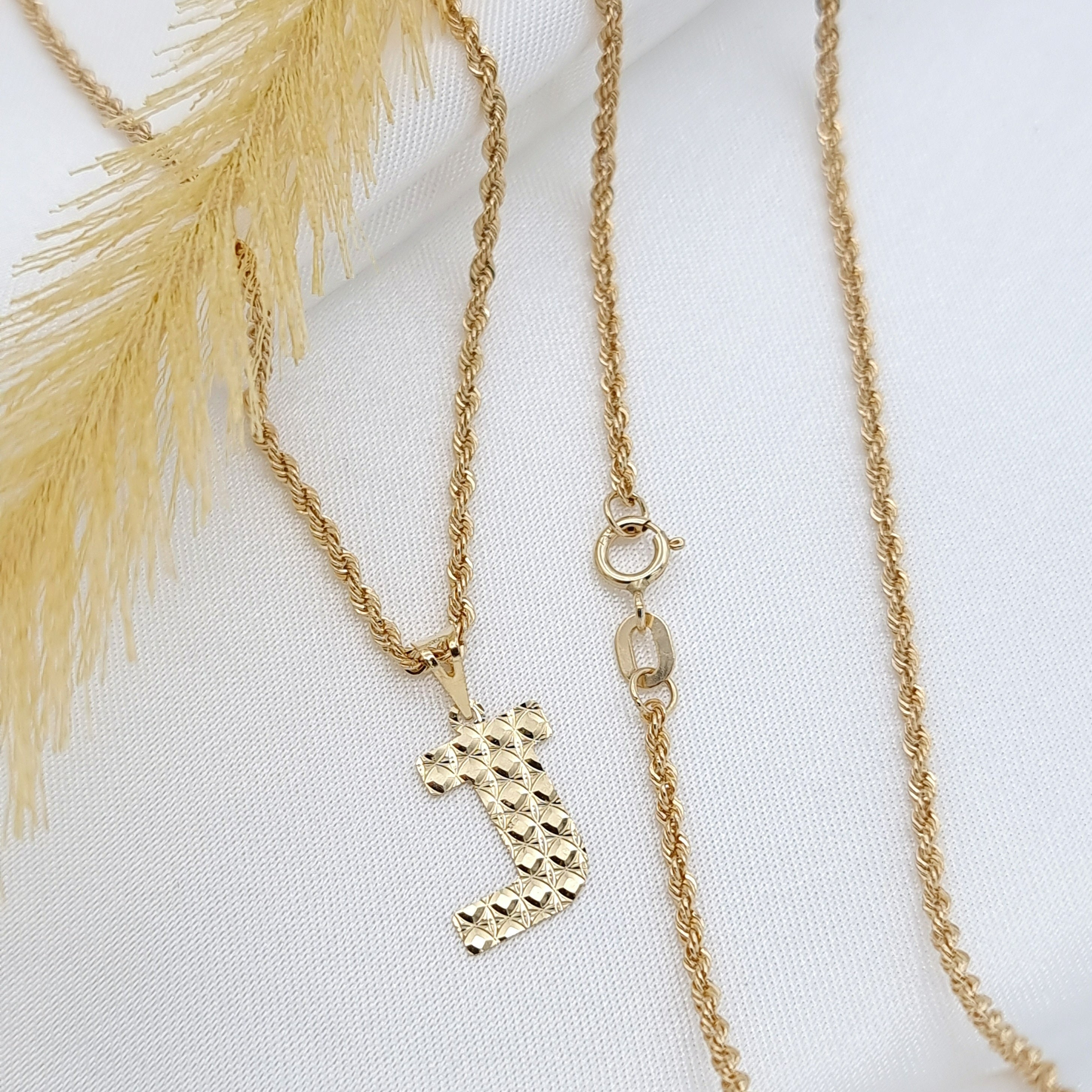 18K Pure Gold Letter J Necklace