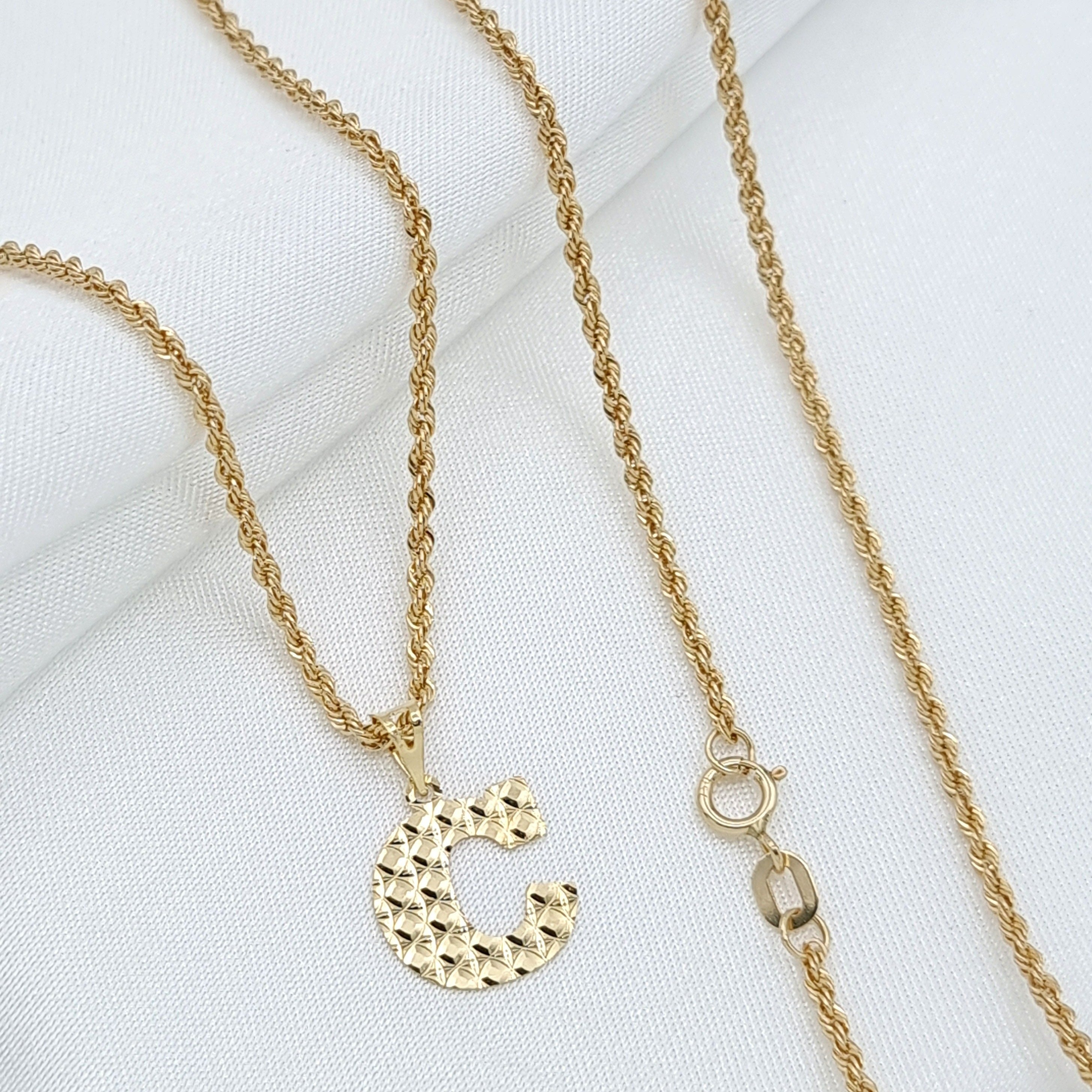 18K Pure Gold Letter C Necklace