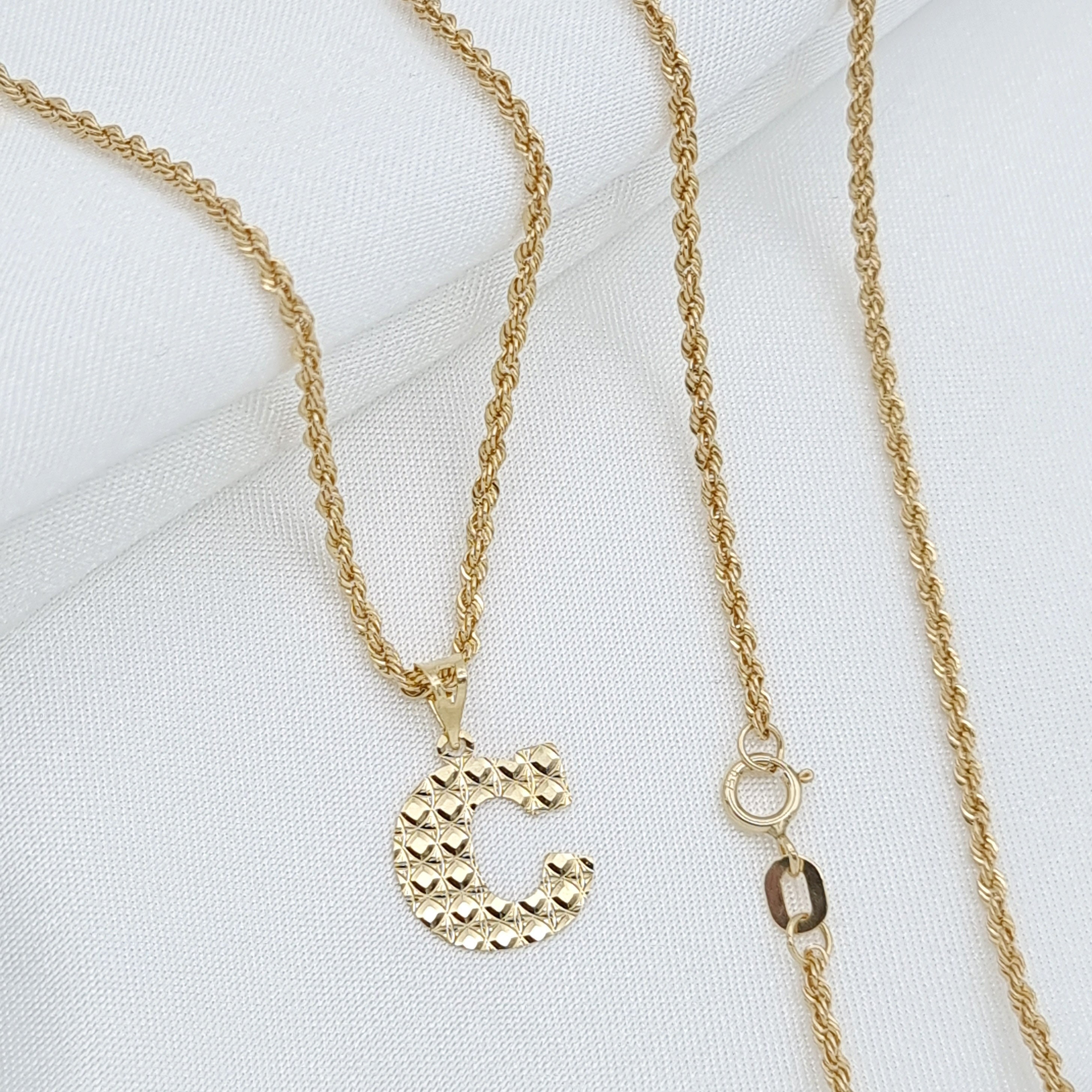 18K Pure Gold Letter C Necklace