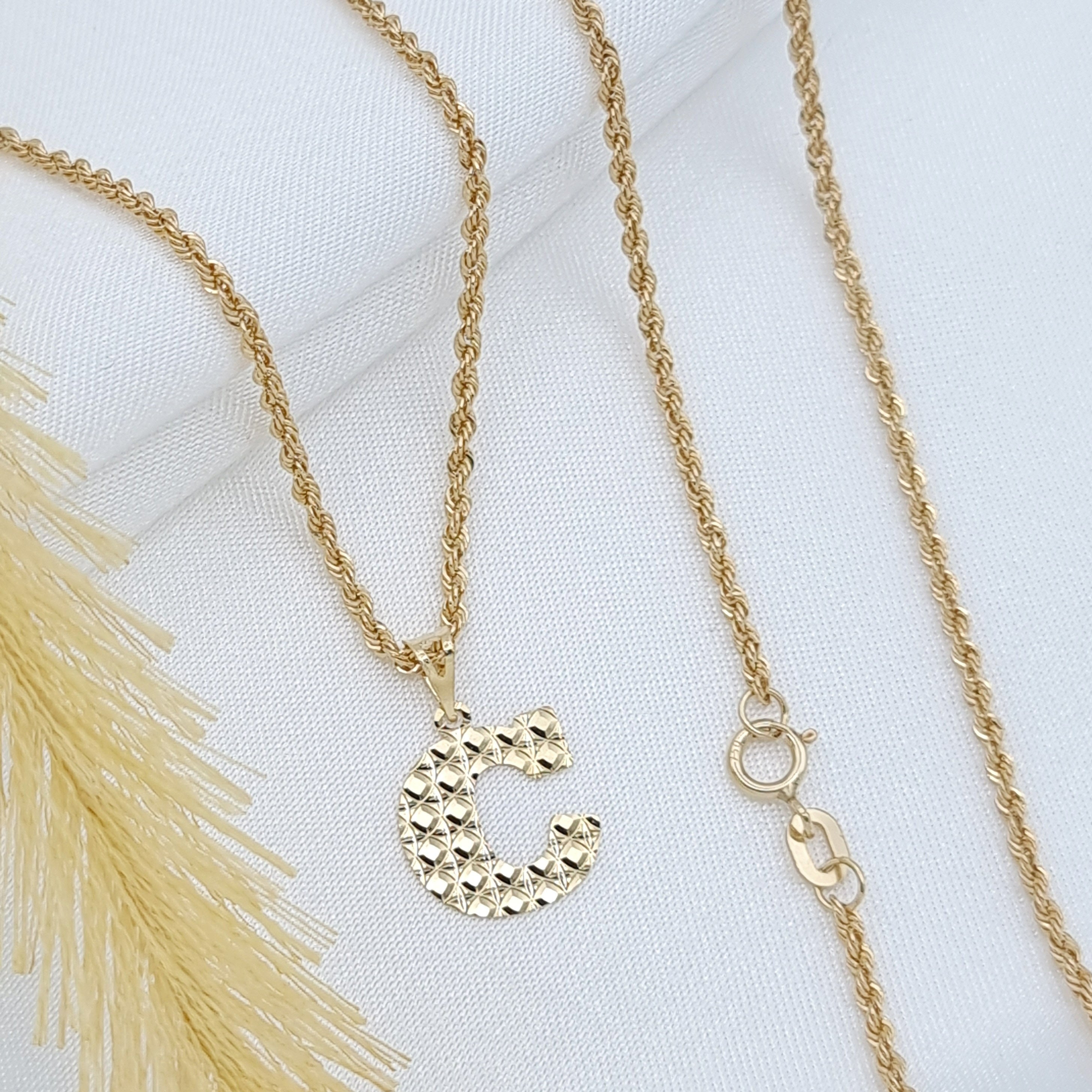 18K Pure Gold Letter C Necklace