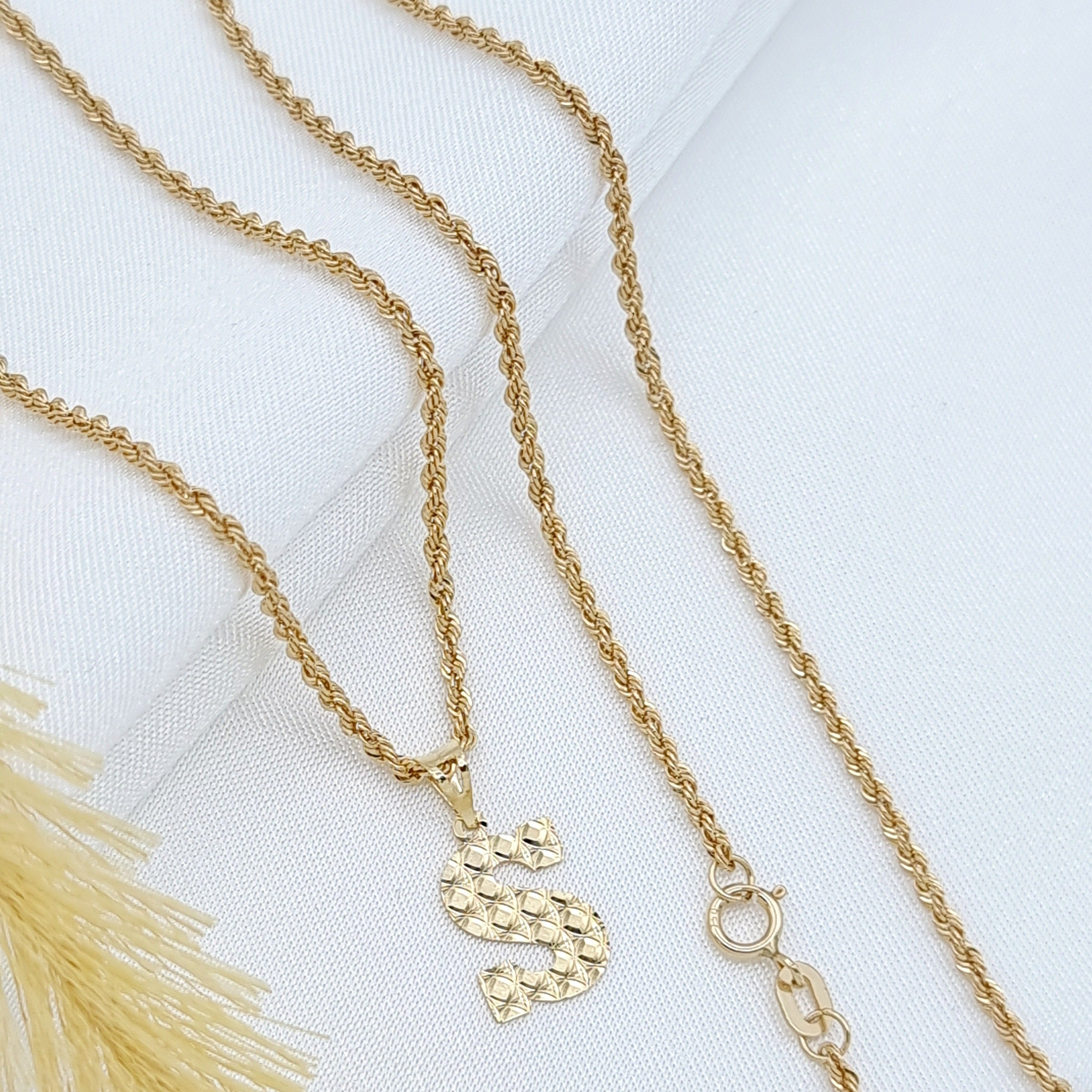 18K Pure Gold Letter S Necklace