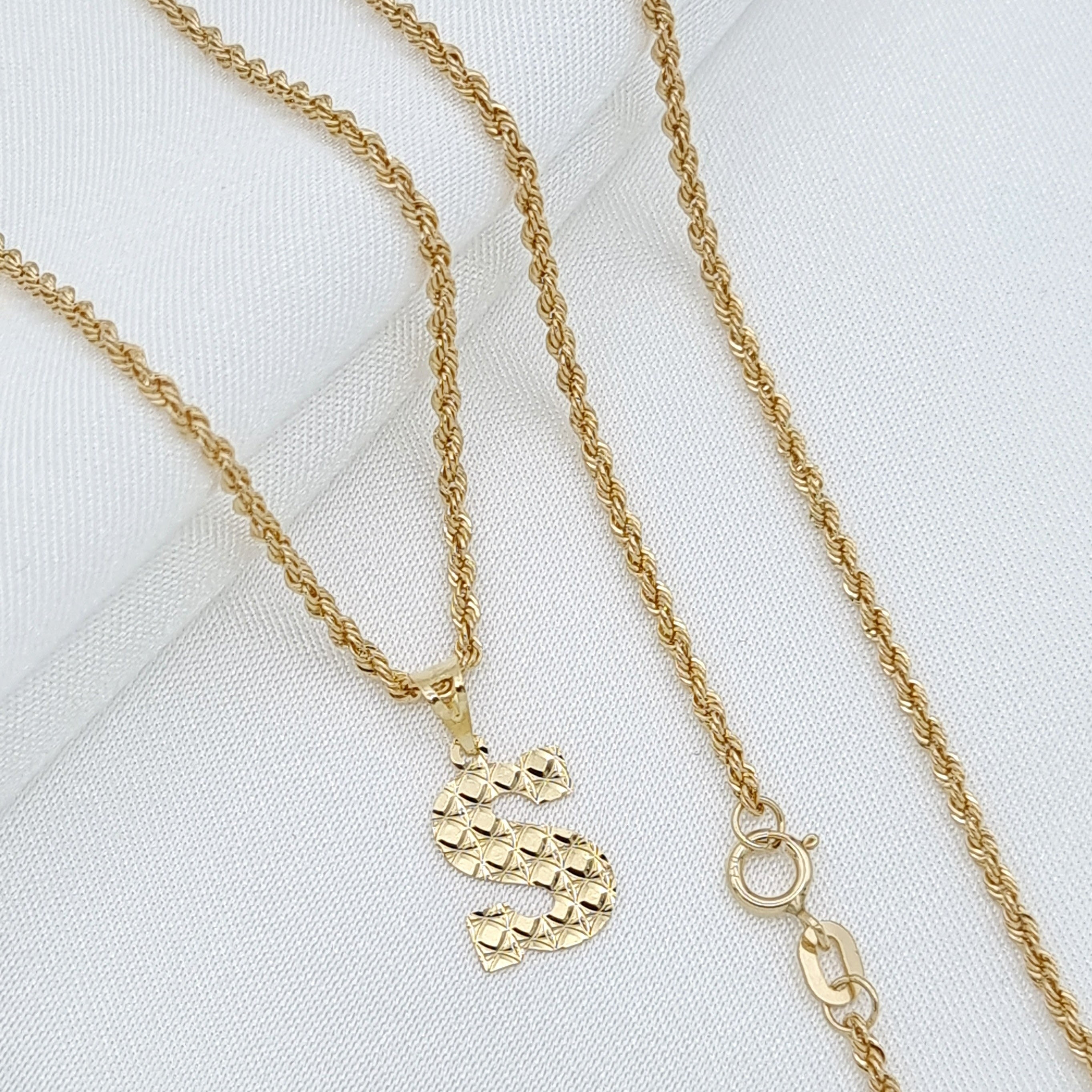 18K Pure Gold Letter S Necklace