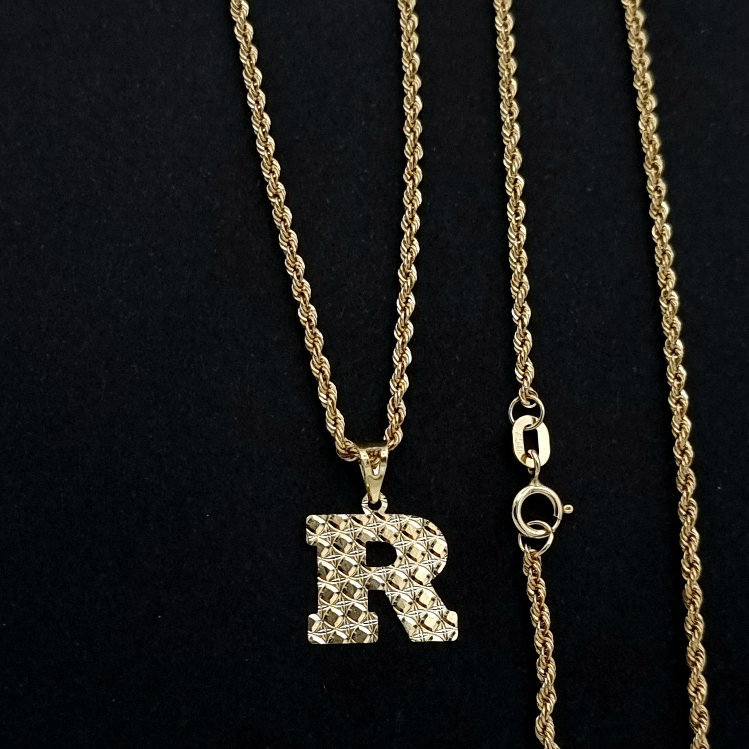 18K Pure Gold Letter R Necklace