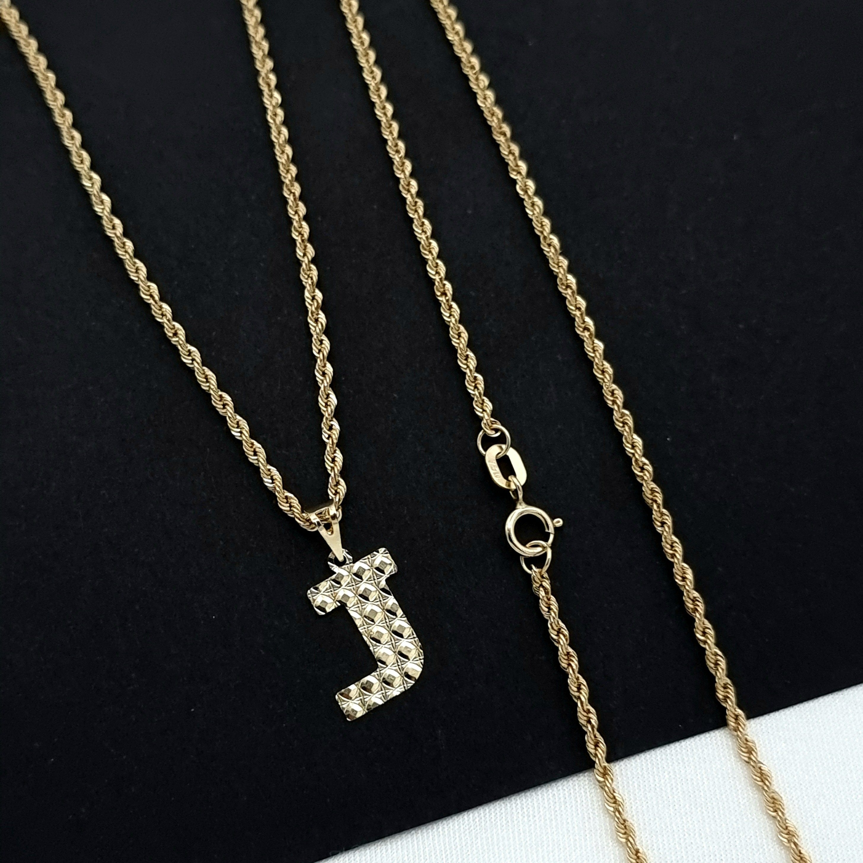 18K Pure Gold Letter J Necklace