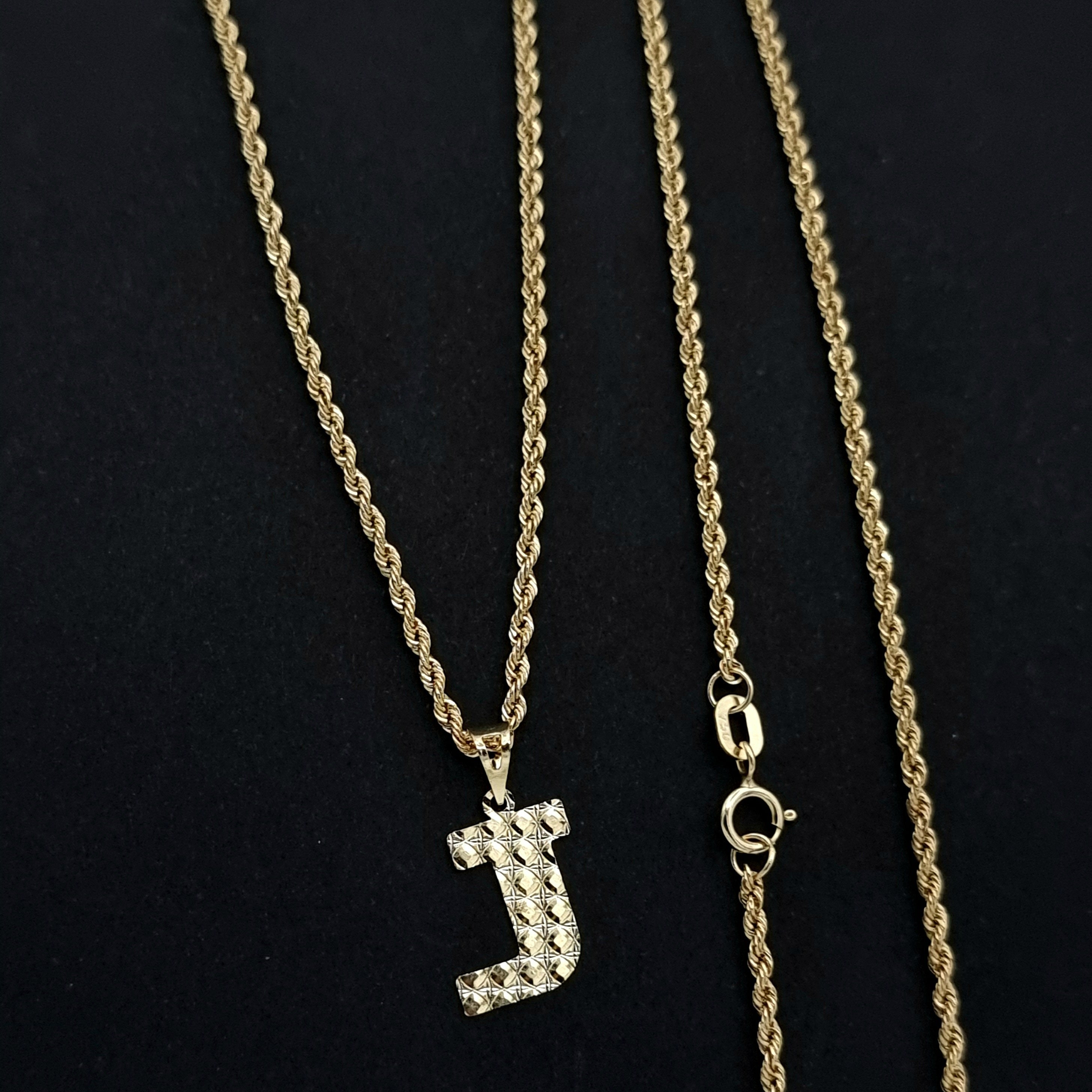 18K Pure Gold Letter J Necklace