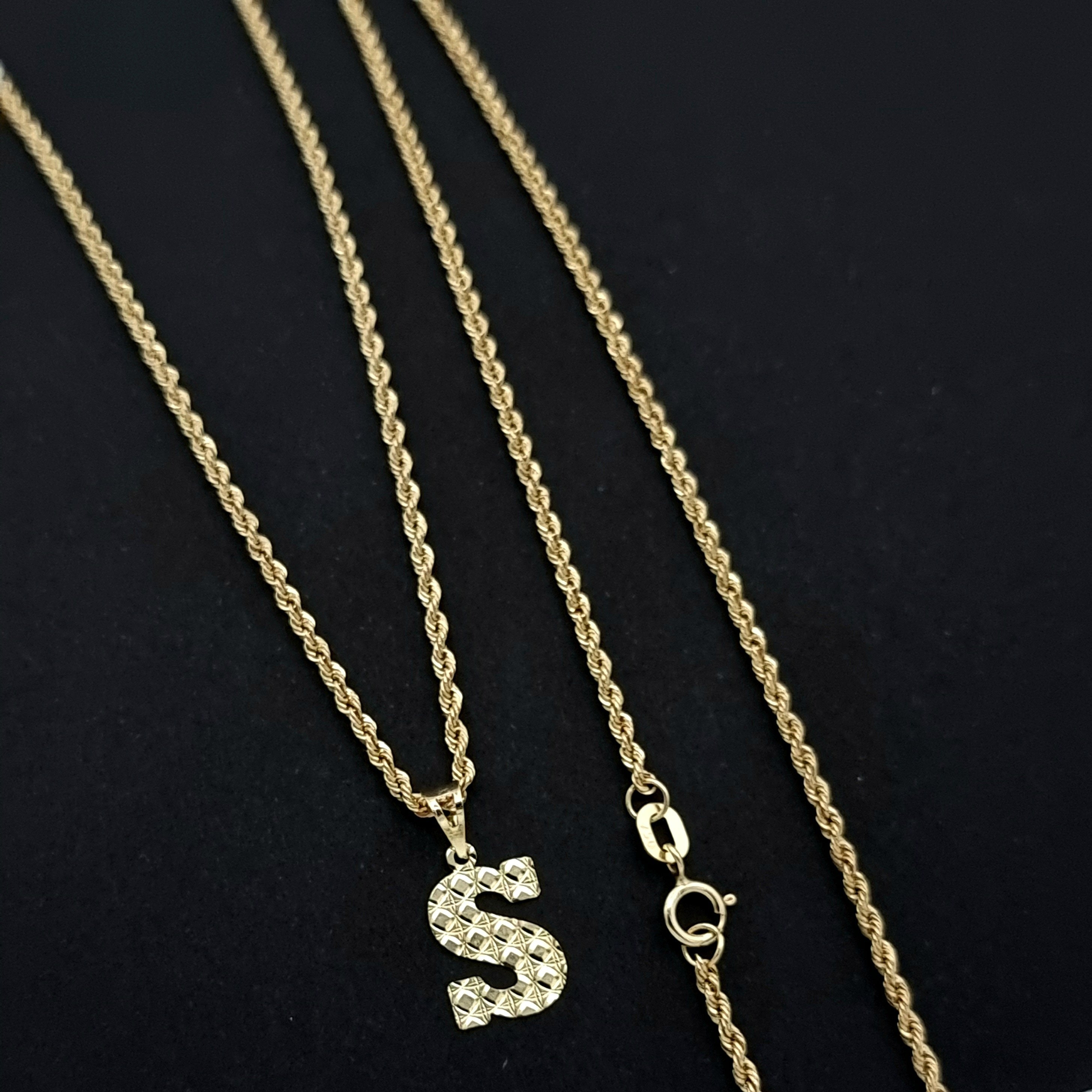 18K Pure Gold Letter S Necklace