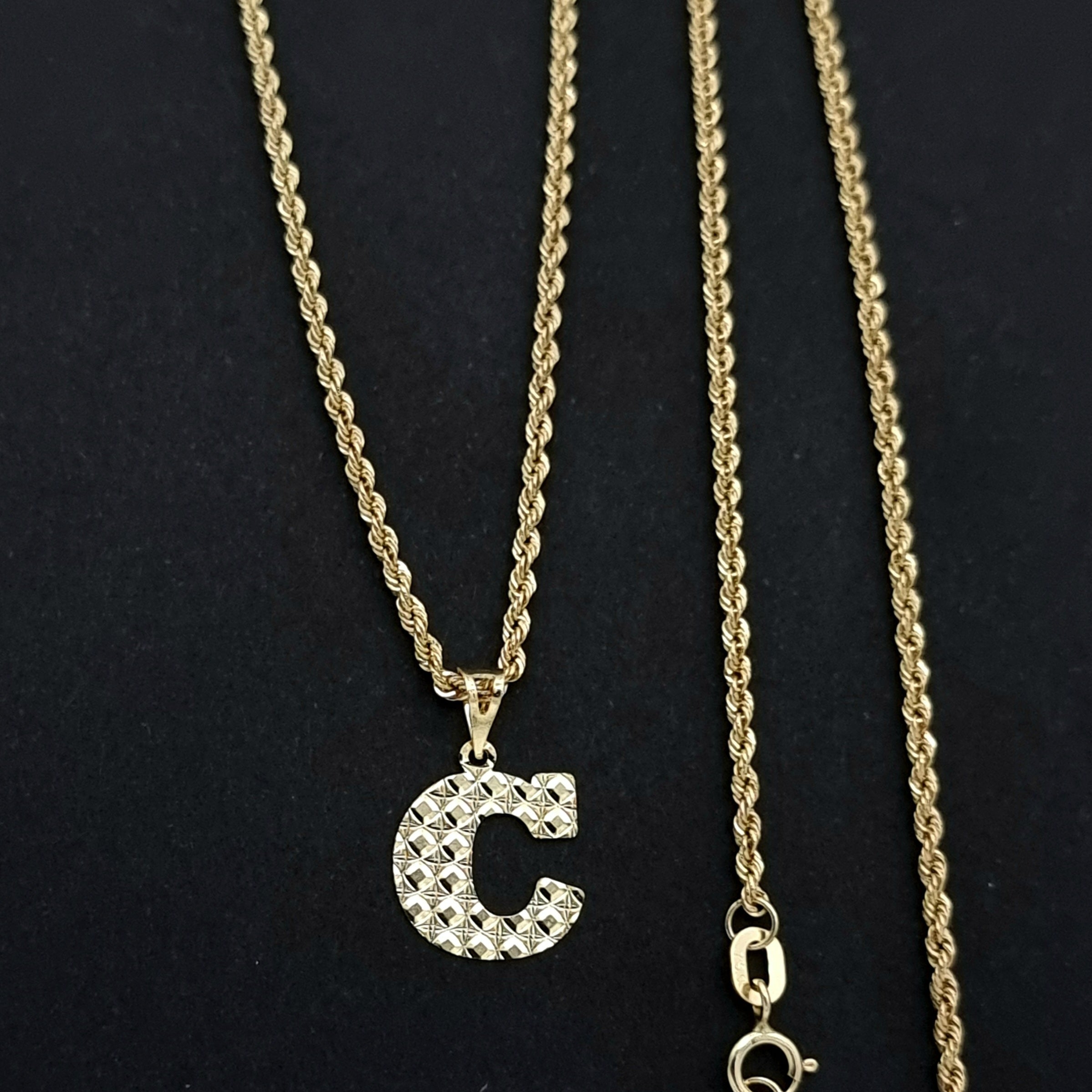 18K Pure Gold Letter C Necklace