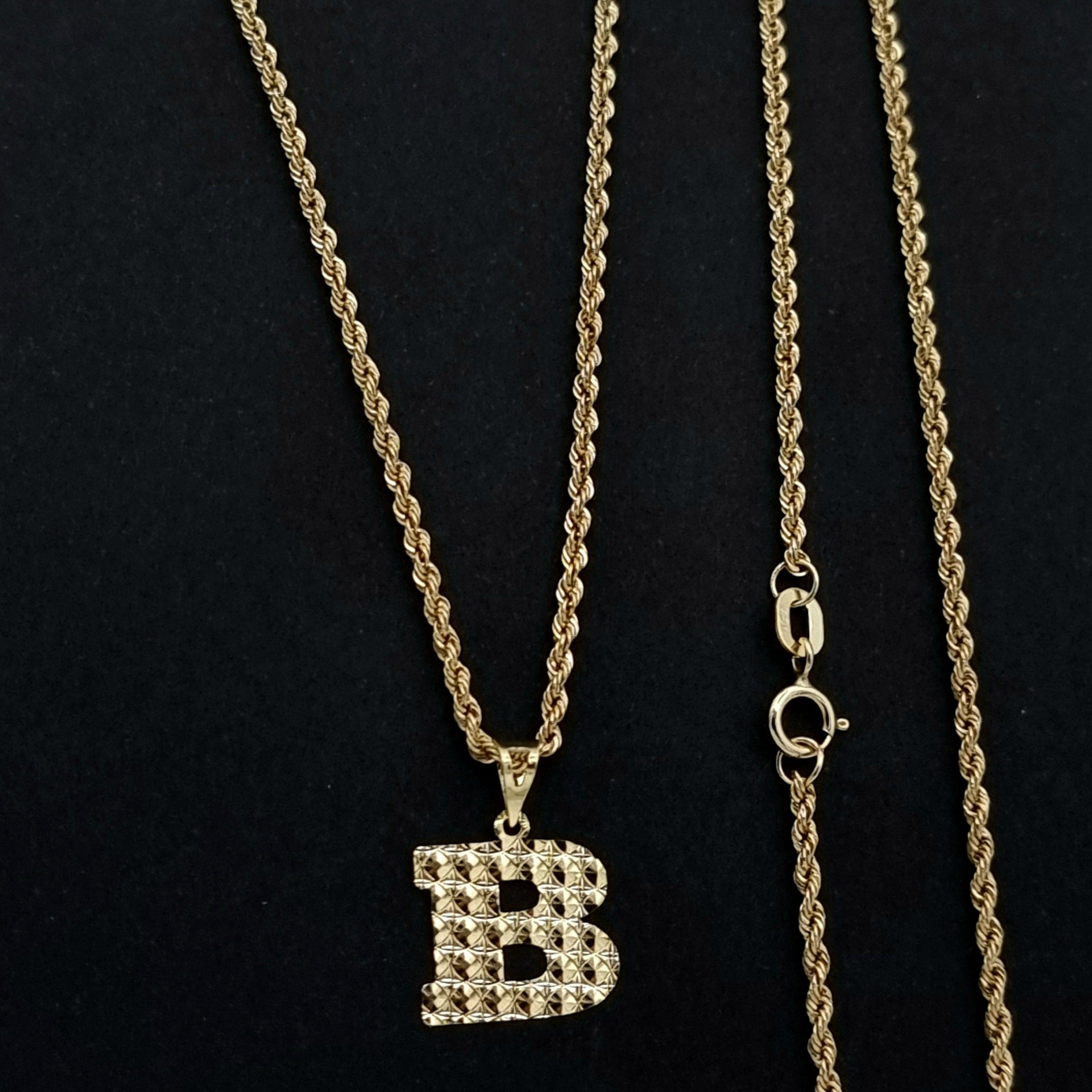 18K Pure Gold Letter B Necklace