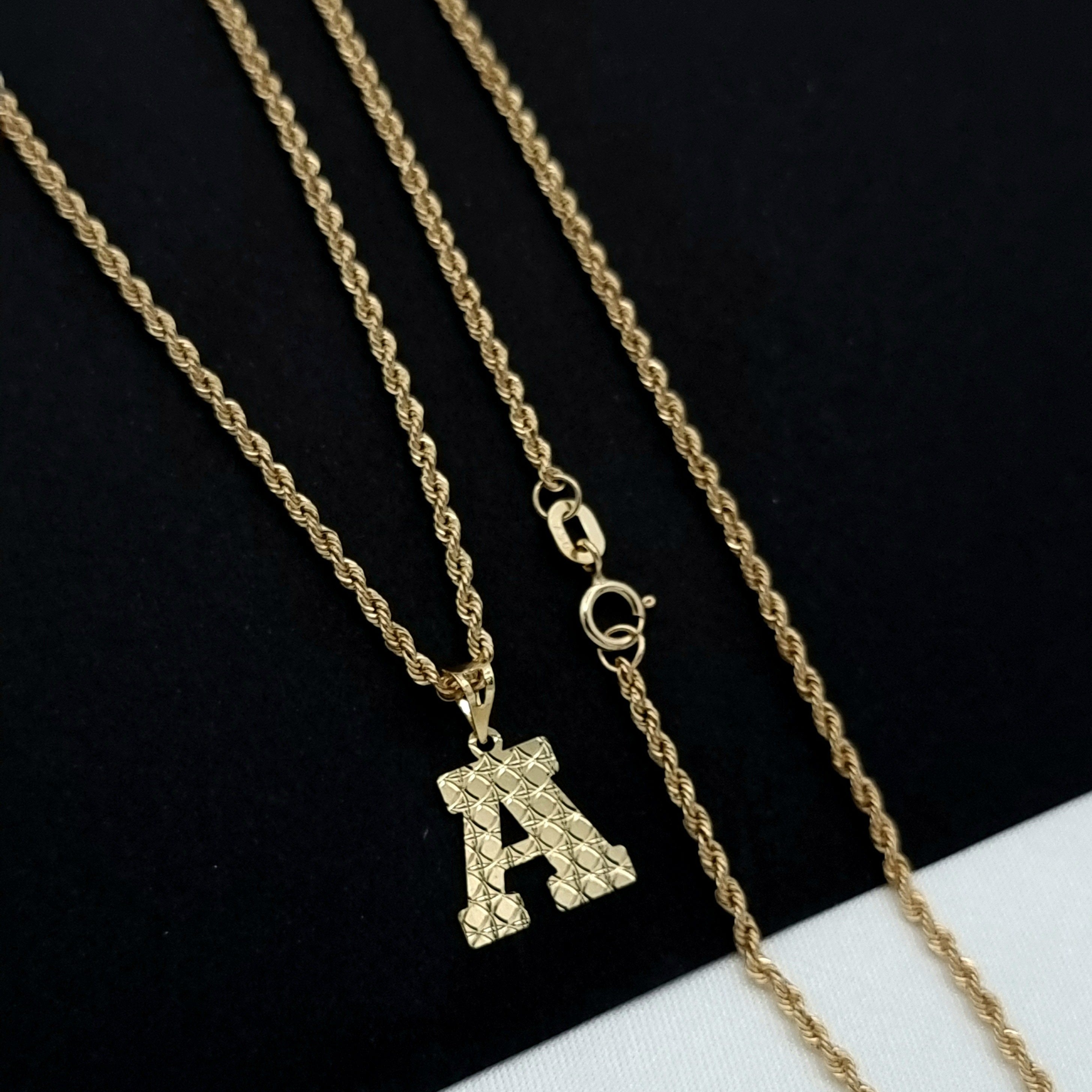 18K Pure Gold Letter A Necklace