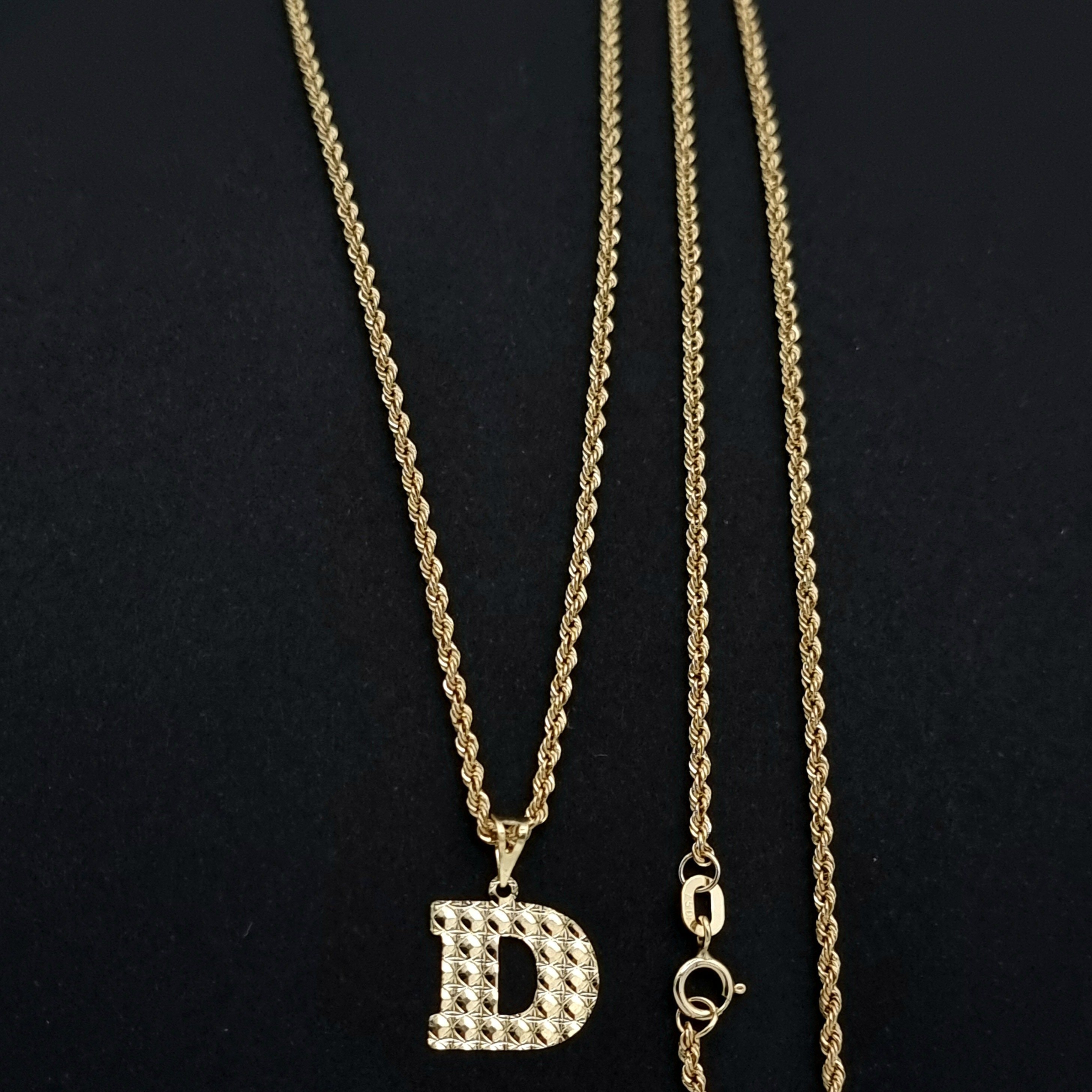 18K Pure Gold Letter D Necklace