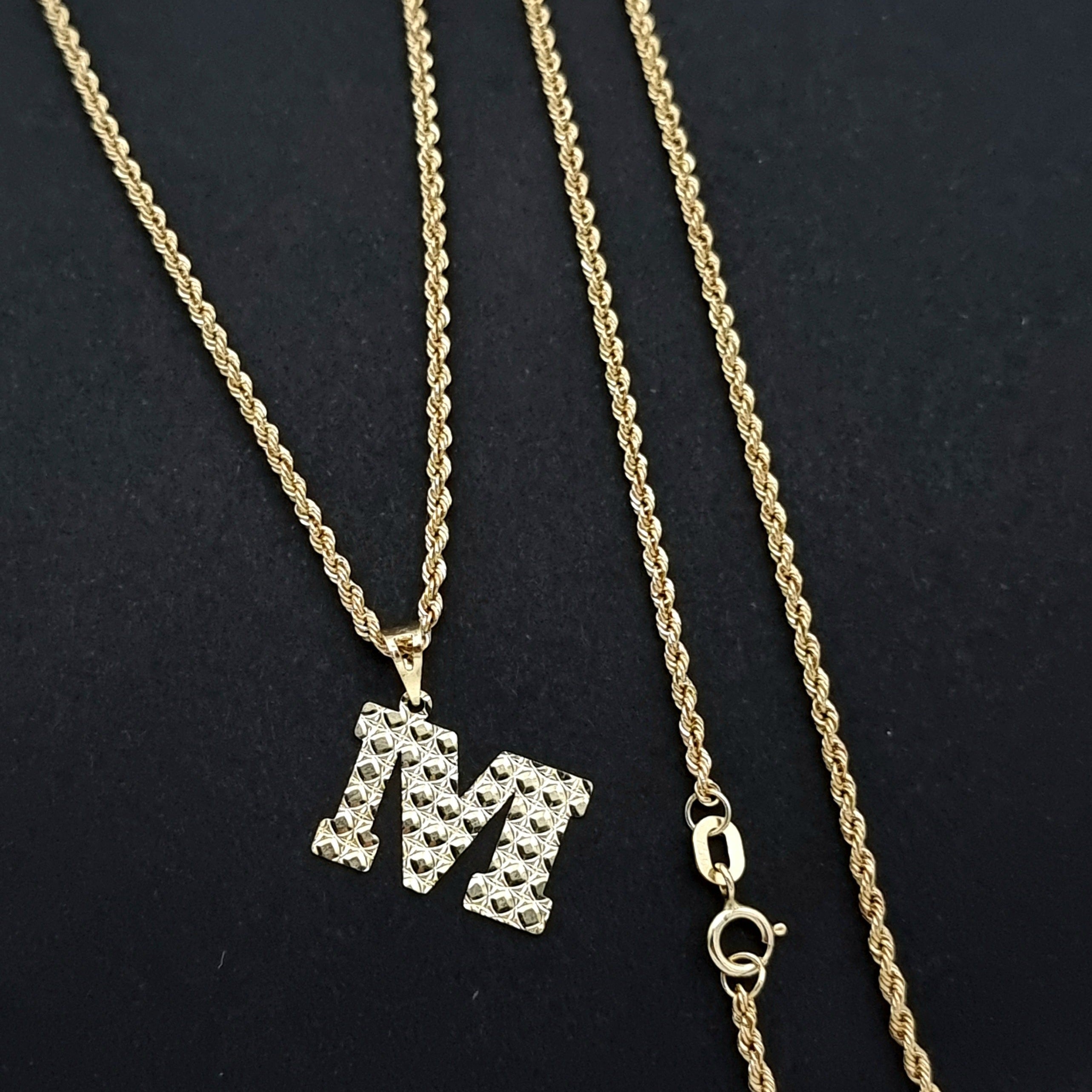 18K Pure Gold Letter M Necklace